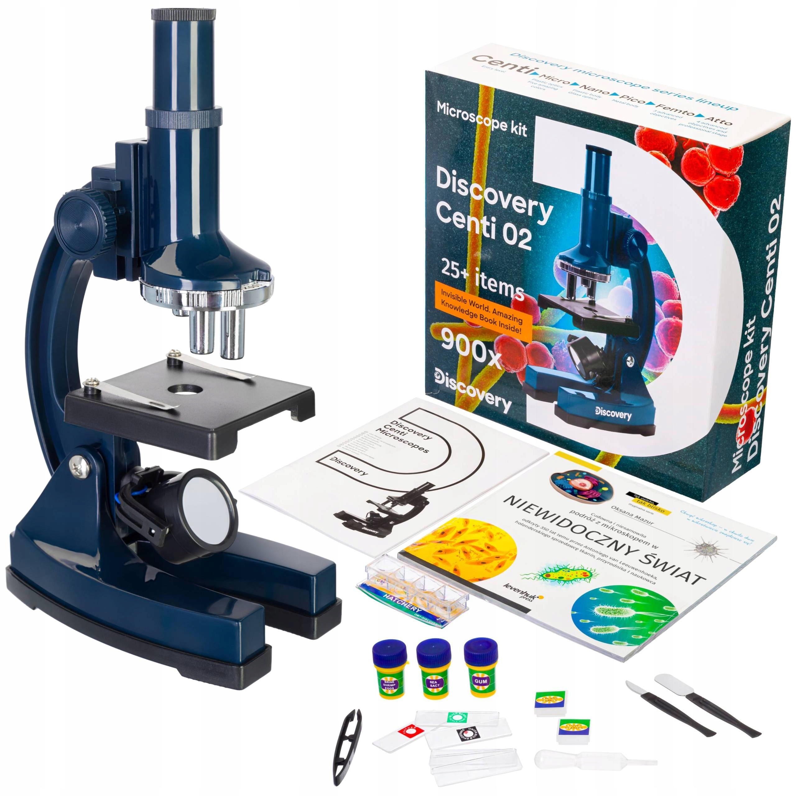 Mikroskop optyczny Levenhuk Discovery Centi 02 Zestaw z książką 900 x