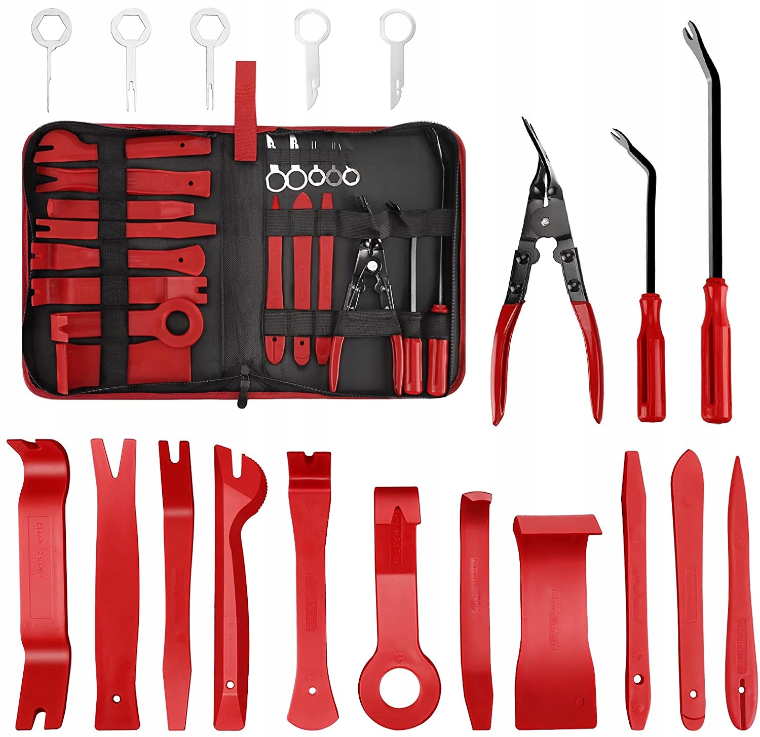 Zestaw Do Montażu i Demontażu Tapicerki - Klucze Łopatki Ściągacze Czerwony EAN (GTIN) 5906349980612