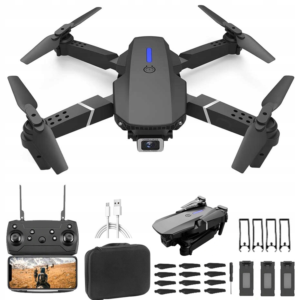 Dron LS-E525 Wifi 3 Baterie Akumulátor Dálkové Ovládání Příslušenství Černá