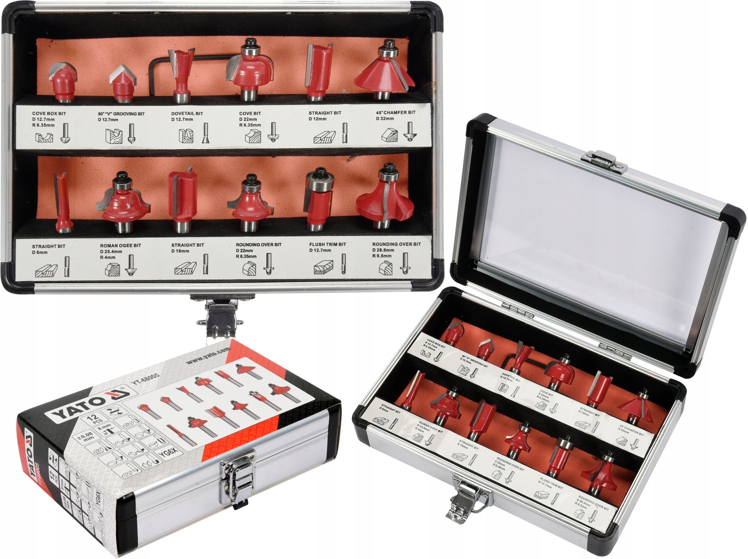 Sada Fréz Na Dřevo 12 Ks YT-68005 Yato