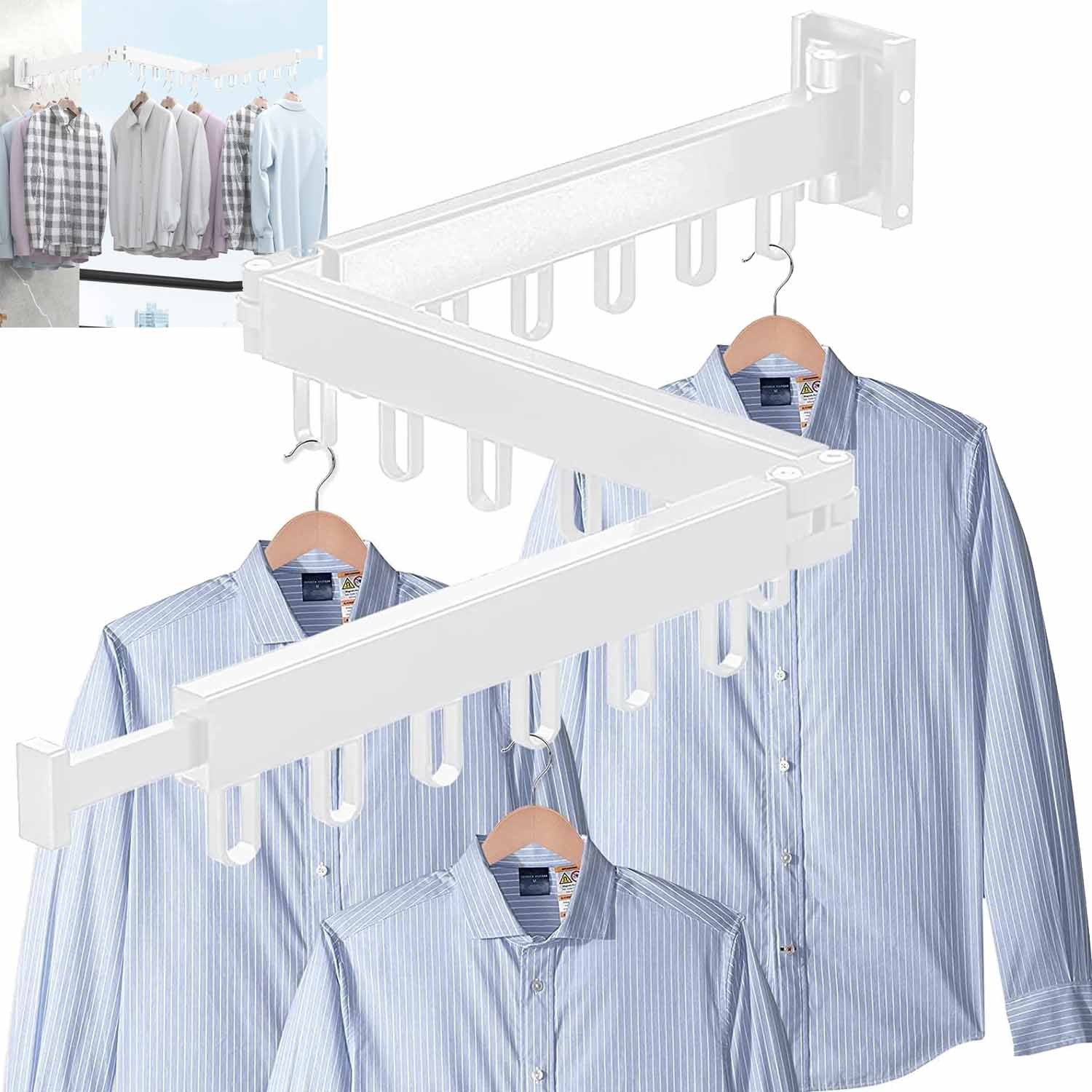 Levně Výsuvný Alu Věšák Na Oblečení A Přikrývky 3 Skládací Sekce, Bílý, 1.2 M