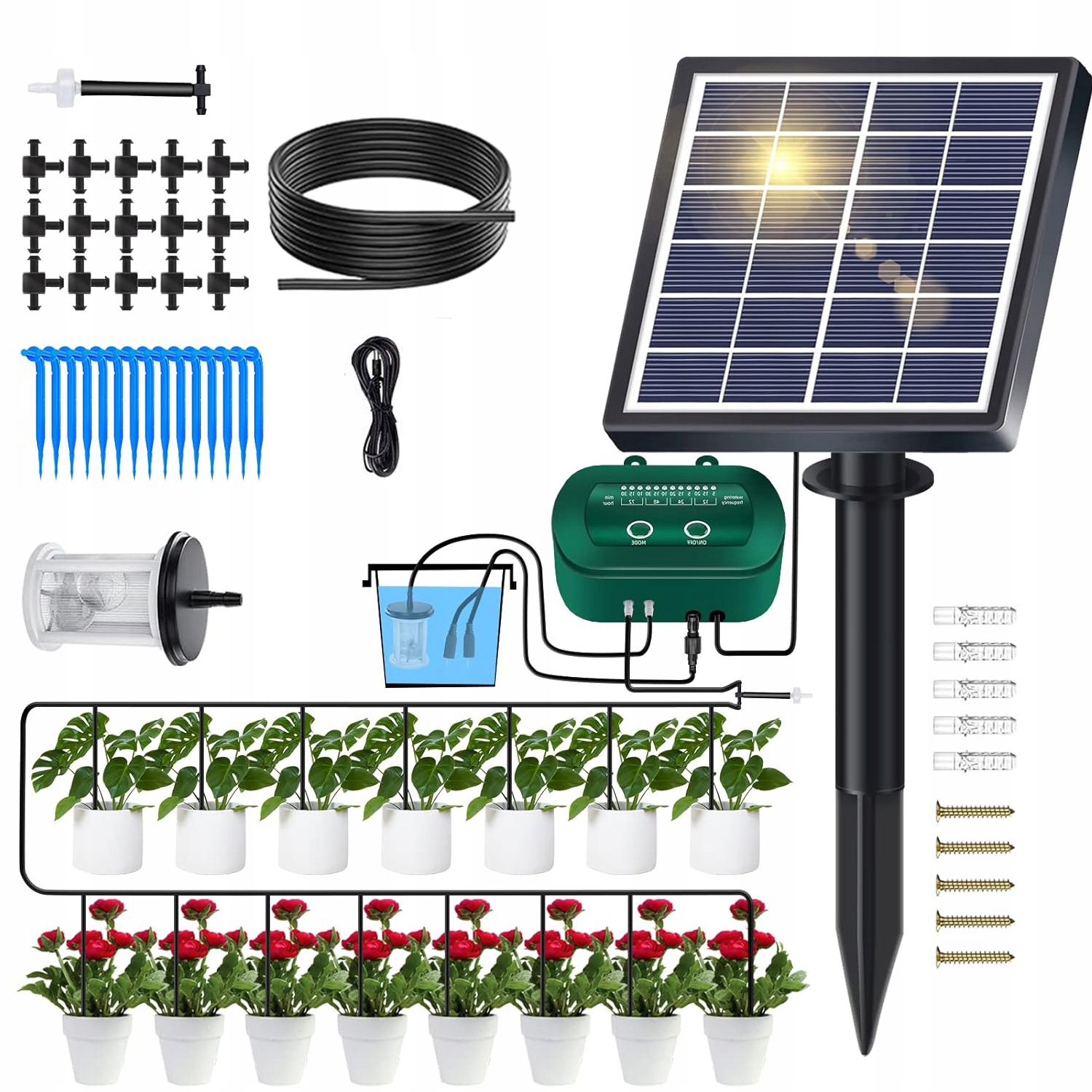 Solarny System Nawadniania 15M Do 15 Roślin Nawadnianie Kropelkowe Solarny