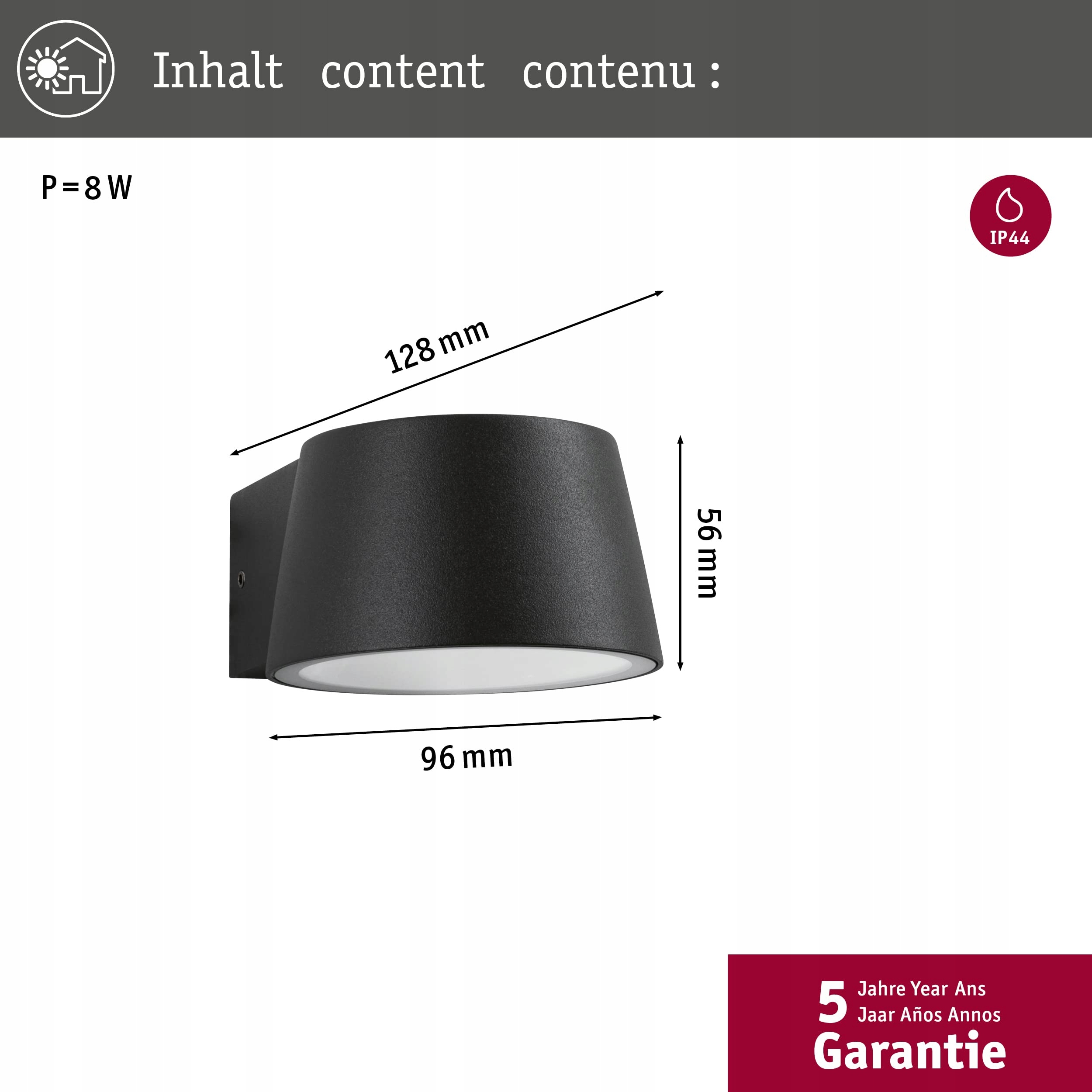 PAULMANN LED Lampa Zewnętrzna Capea IP44 6W Ciepła Biel Czarna Aluminiowa — miniatura 2