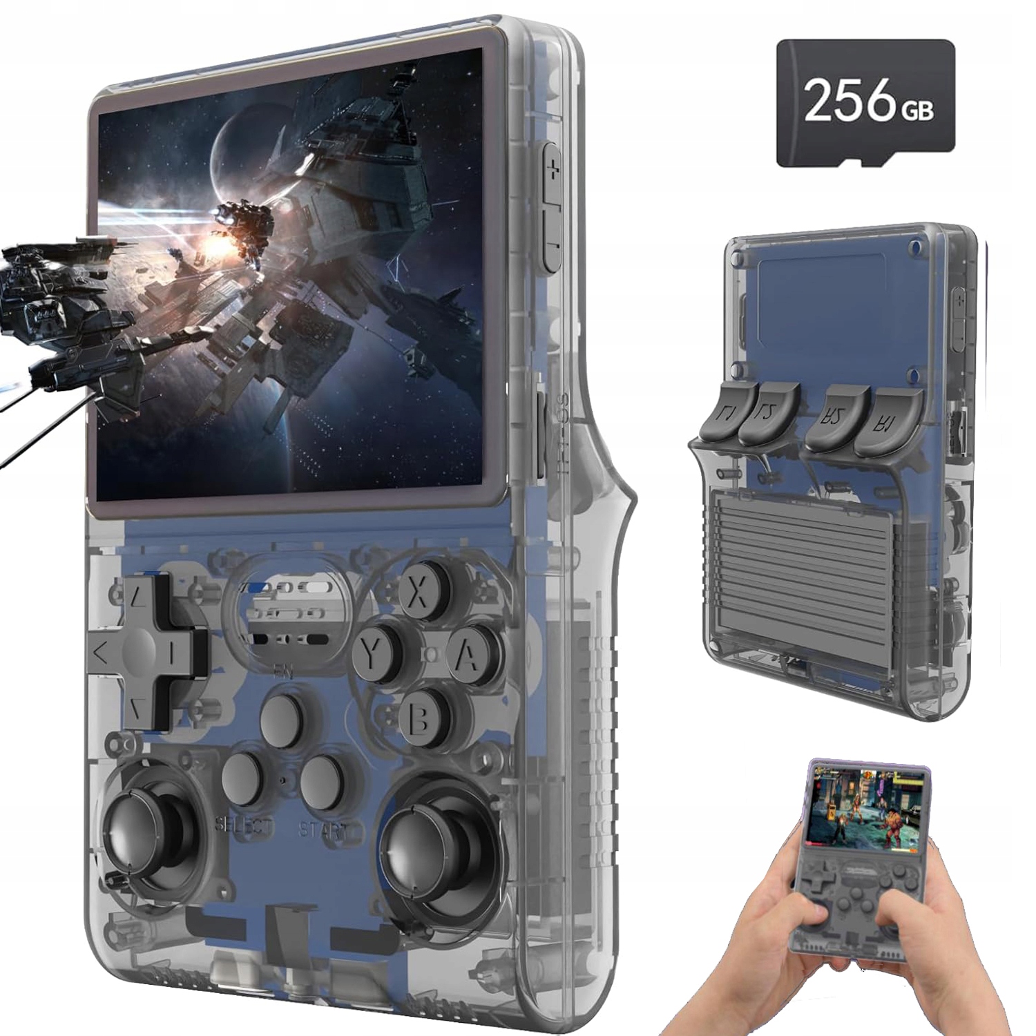 Przenośna Konsola Retro Do Gier 3.5" Ekran Ips 30 000 Gier 256GB Czarna