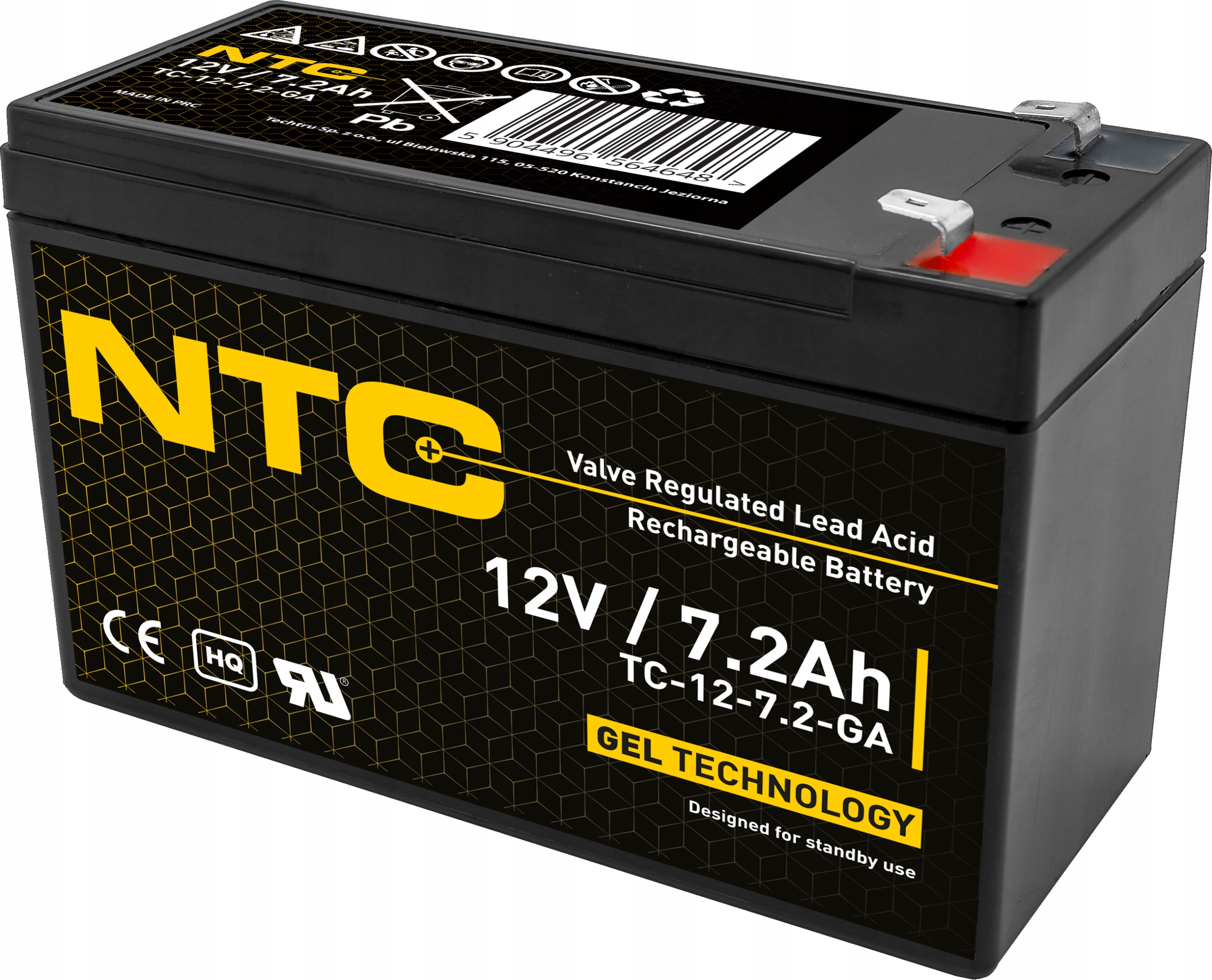 Akumulator Żelowy Ntc 7.2-12 (wymiar 7Ah) 12V 7,2Ah do Ups Alarmu
