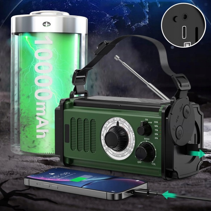 10000mAh Radio Awaryjne Solarne Pogodowe Am Fm Sos z ładowarką Usb i Kompas