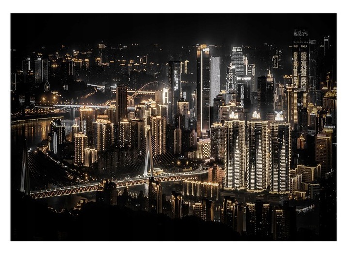 Fototapeta Město V Noci na zeď černá 312x219