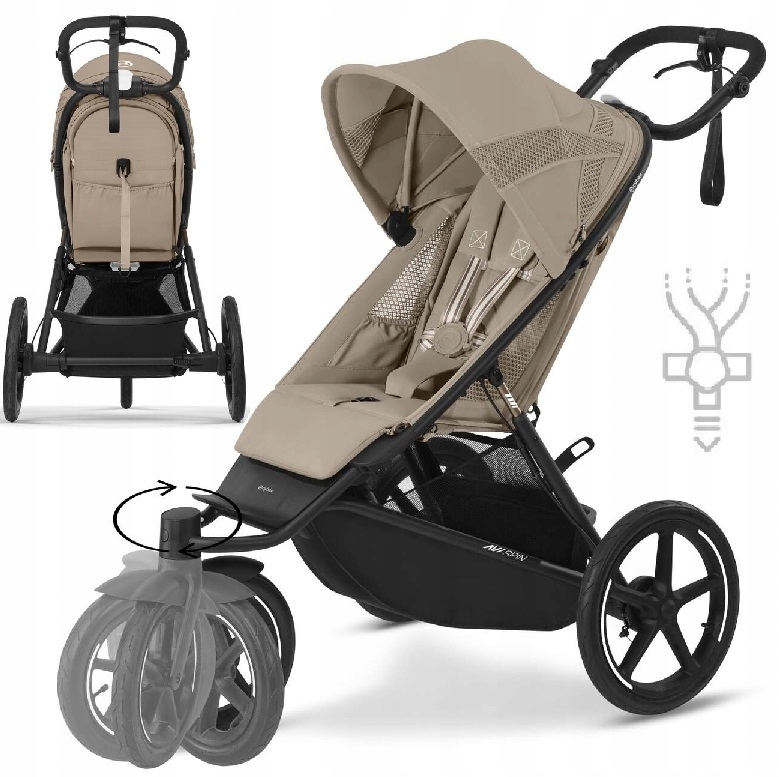 Cybex Avi Spin sportowy wózek spacerowy do biegania Kiesz&Wiz Almond Beige
