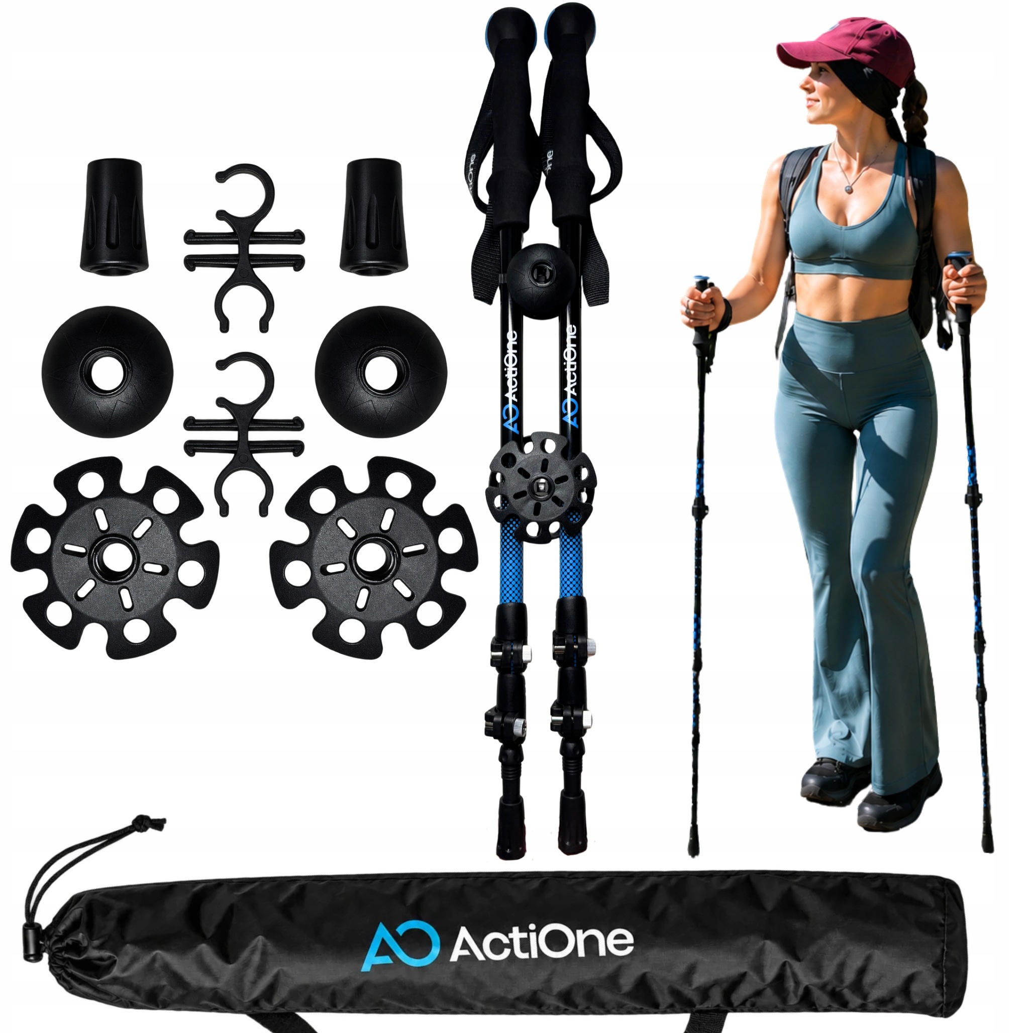 Kije Trekkingowe Kijki Składane Regulowane Aluminiowe W Góry Nordic Walking