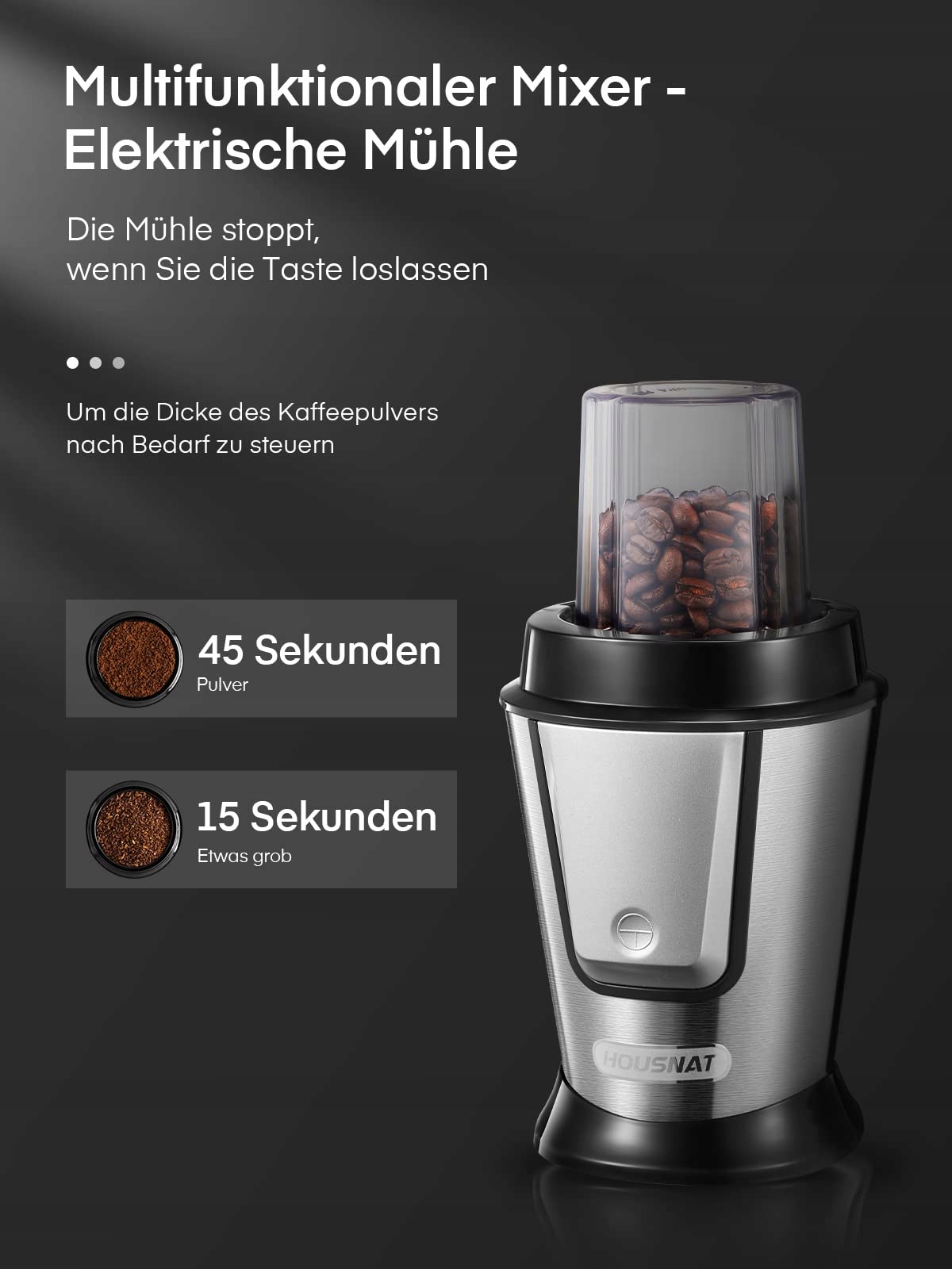 HOUSNAT Blender Do Smoothie 500W Z Młynkiem 2 Butelki Tritan 570ml — miniatura 3