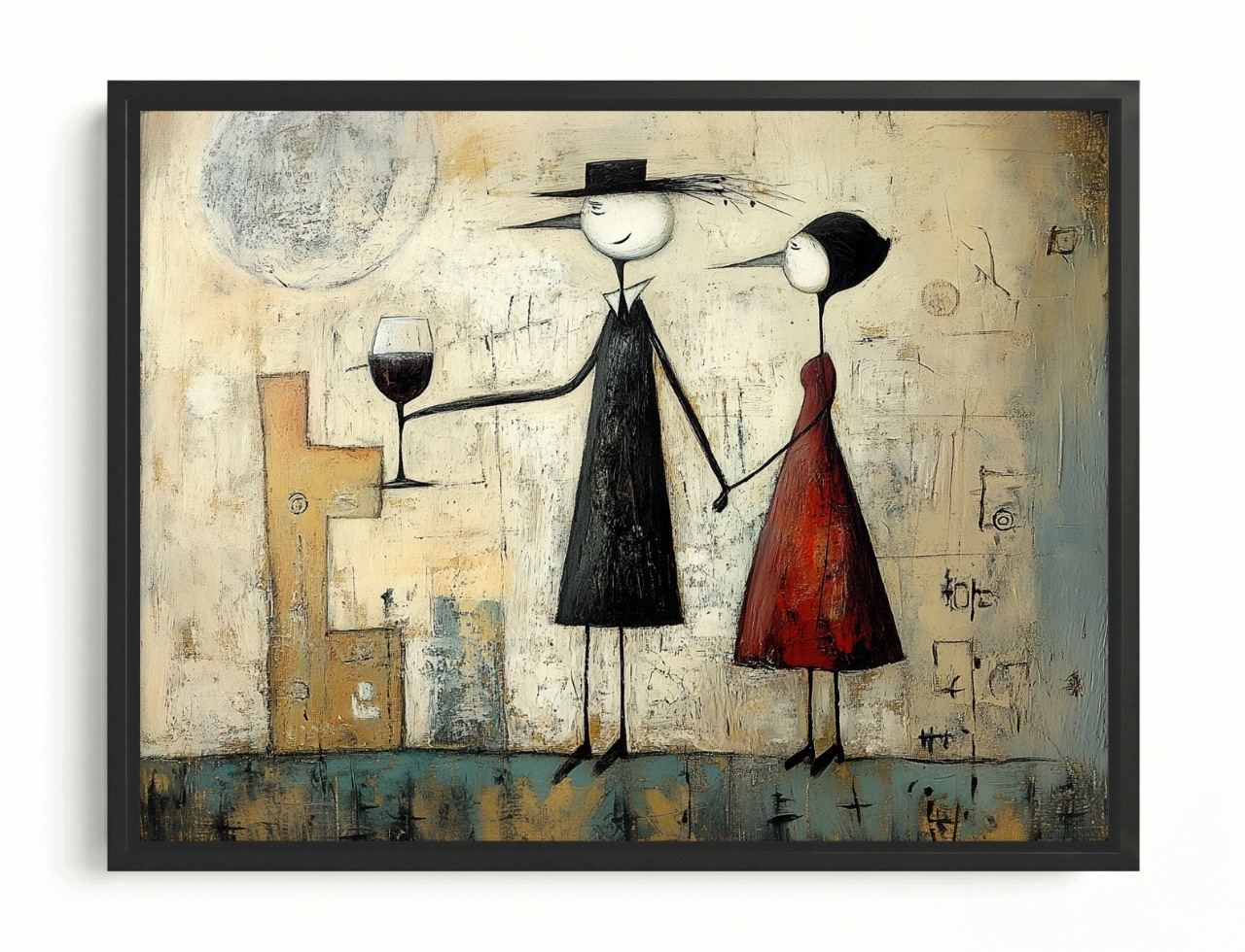 Obraz Rám American Box Romantický Pár Víno Abstrakce Elegance 80x60