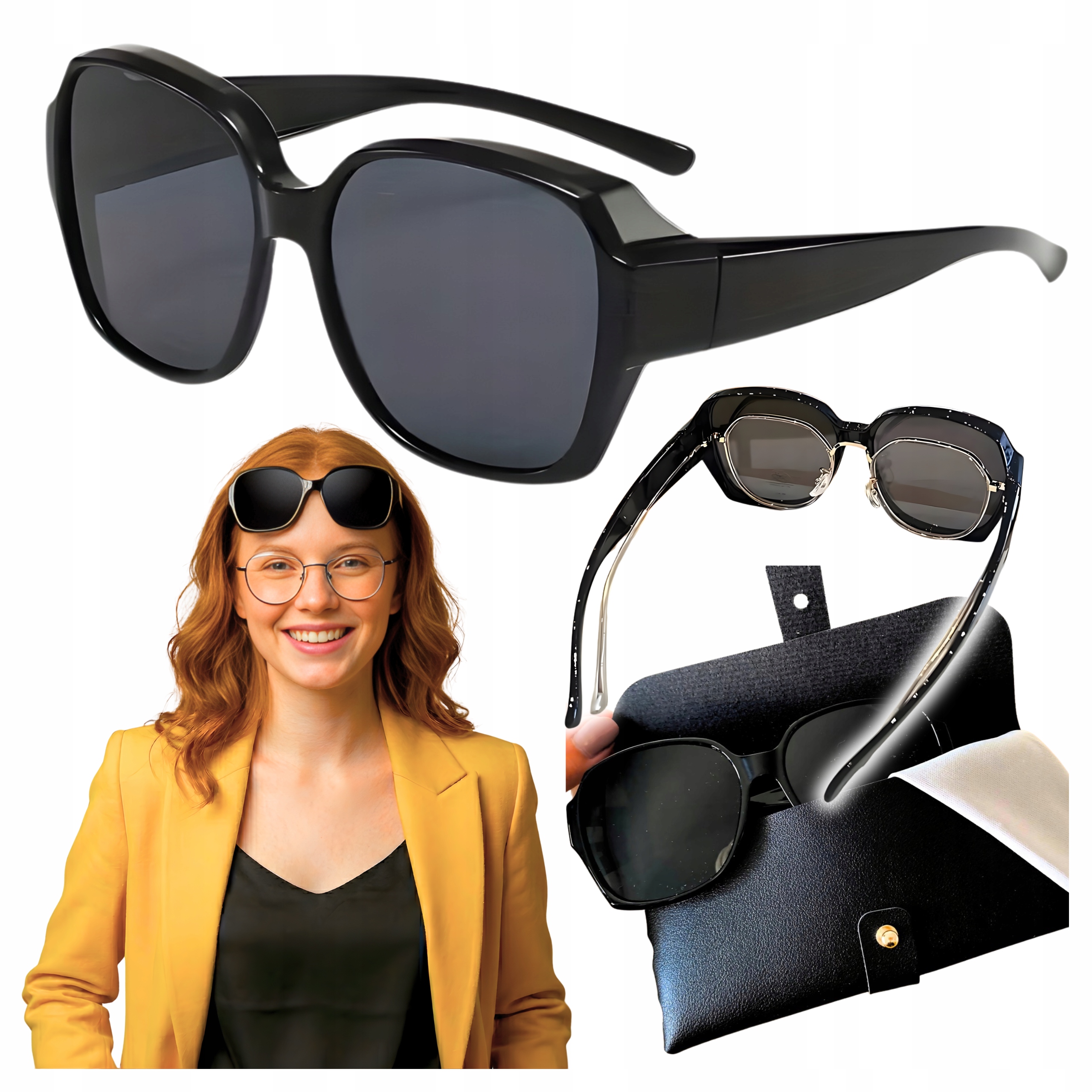 Okulary Przeciwsłoneczne damskie Nakładane Na Okulary Korekcyjne Nakładki