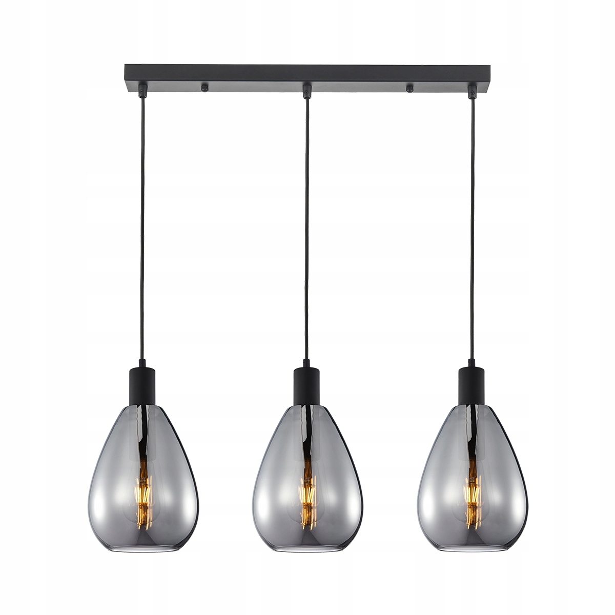 Závěsná lampa z černého kouřového skla 3xE27 40W Zulo Italux