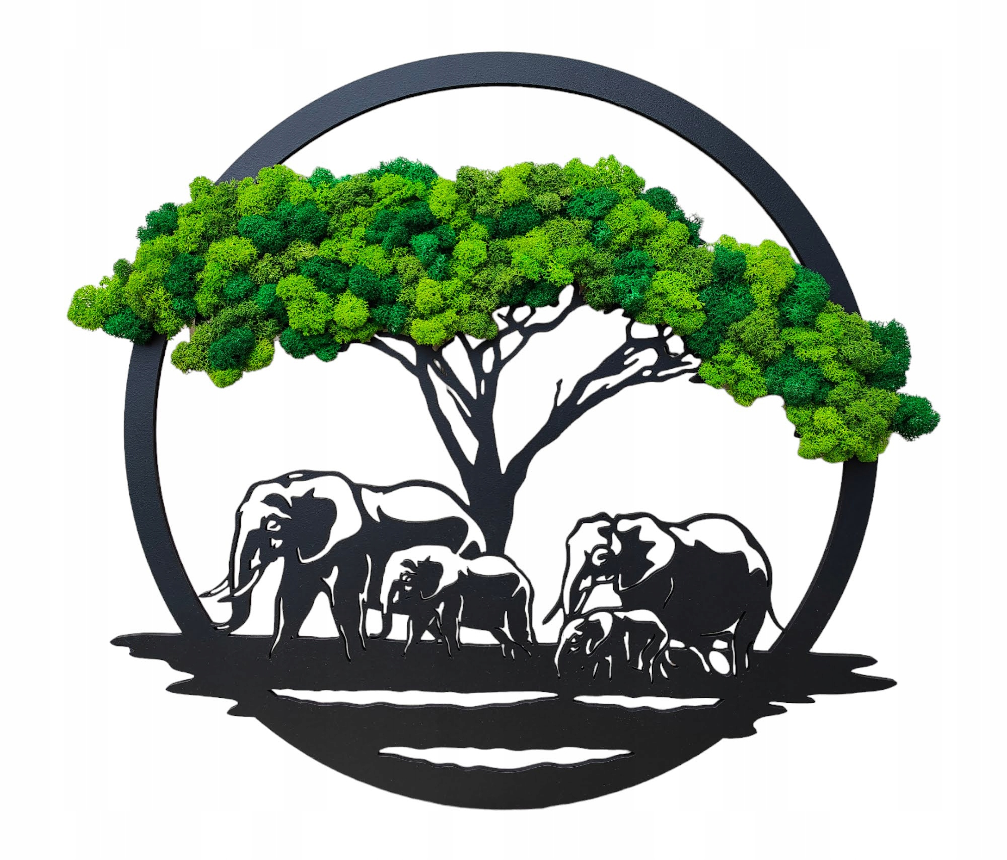 Drevo s machom a chrobákom 50 cm 4 slony pod stromom 3 farby mach Premium