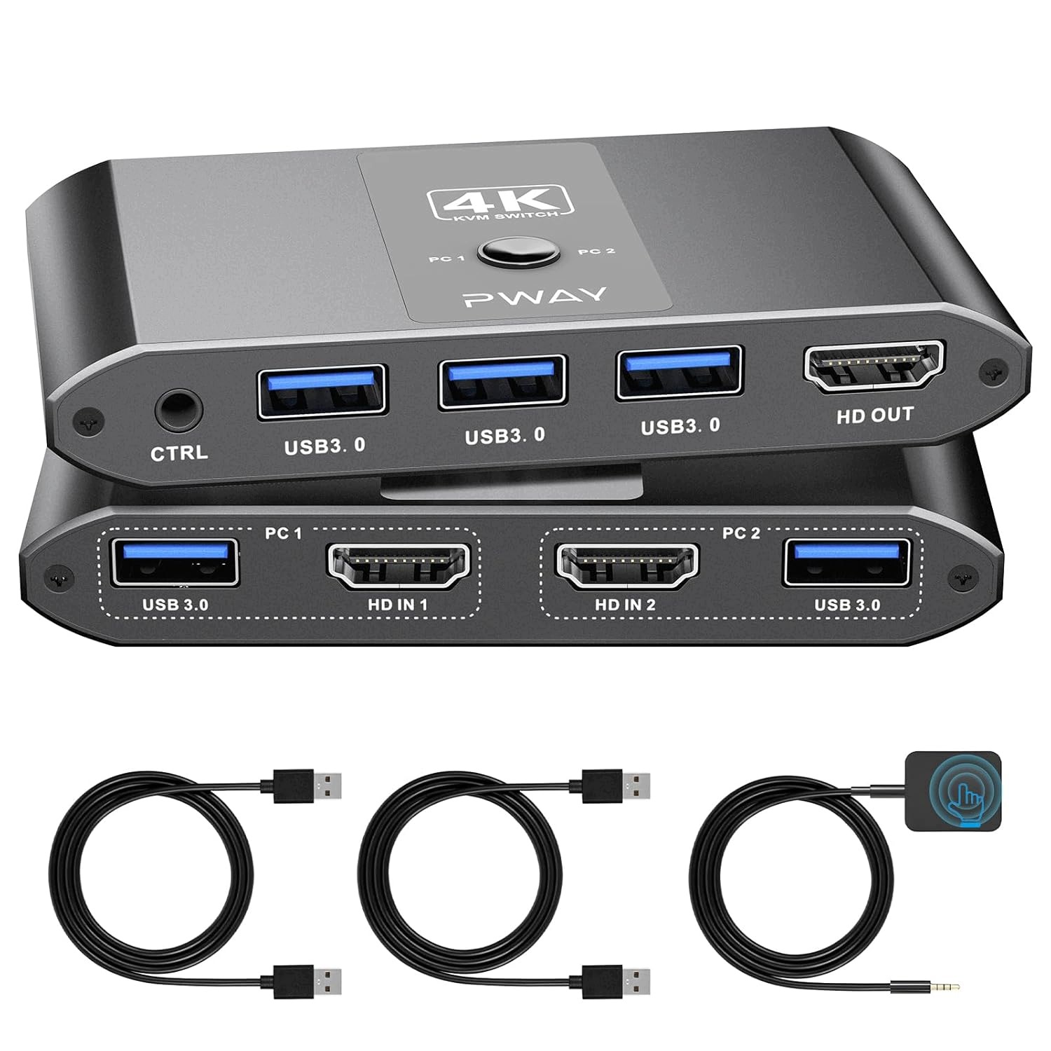 Hdmi Kvm přepínač – 2 počítače, 1 monitor; Usb 3.0 4K@60Hz