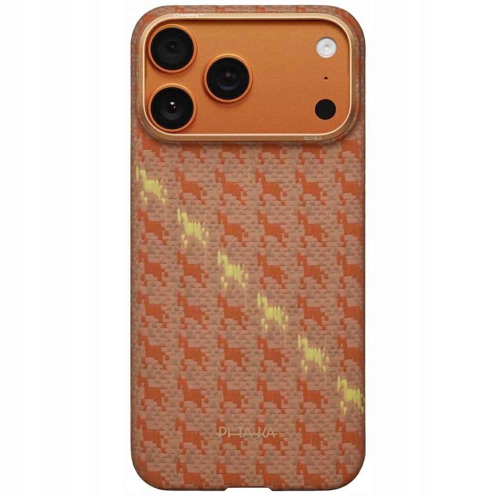 Puzdro Pitaka Happiness Rides Edge CaseMagSafe pre iPhone 17 Pro amber