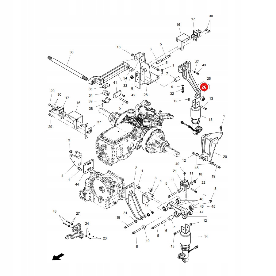 Tuleja amortyzacji kabiny MF 4393060M2 Oryginał Producent części AGCO