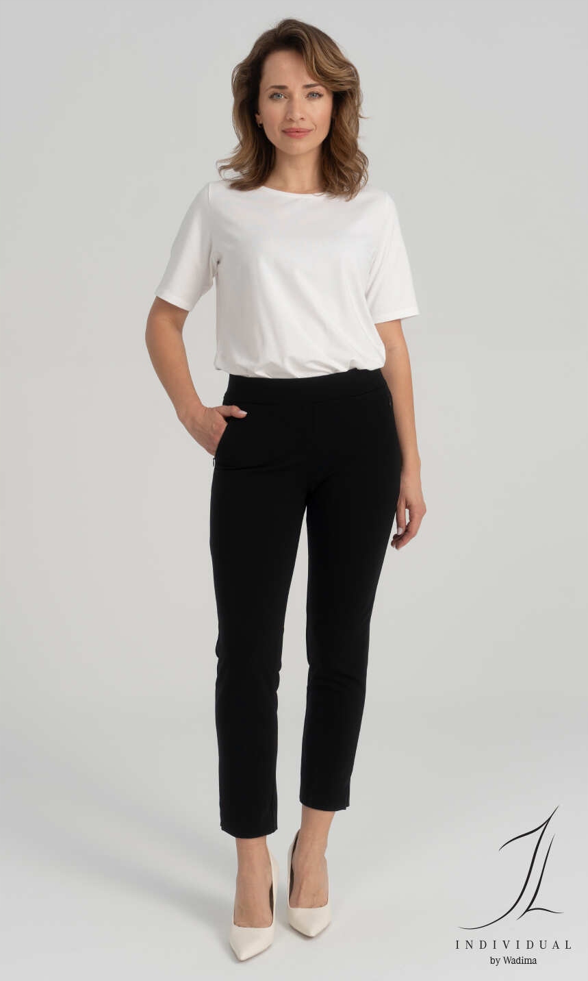 Spodnie damskie 7/8 grubsza wiskoza Wadima r XL czarne