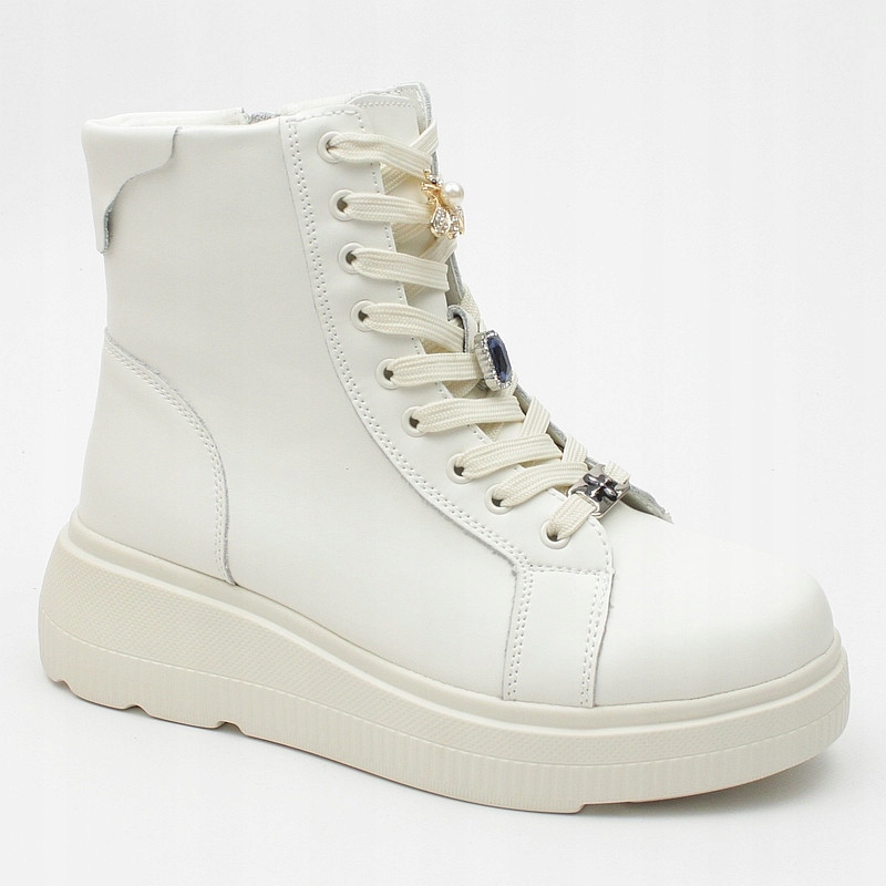 Sokolski Z24-223 Bílé Kotníkové Boty Boty Kůže vel. 40