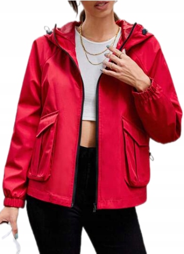 Dámská Červená Přechodová Bunda Kapuce M