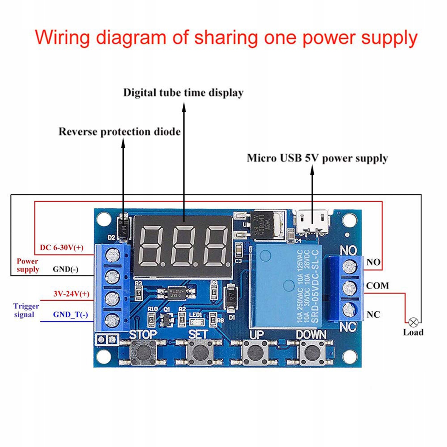 Przekaźnik czasowy z timerem opóźniaczem 9 trybów Model 1C5VRTDM