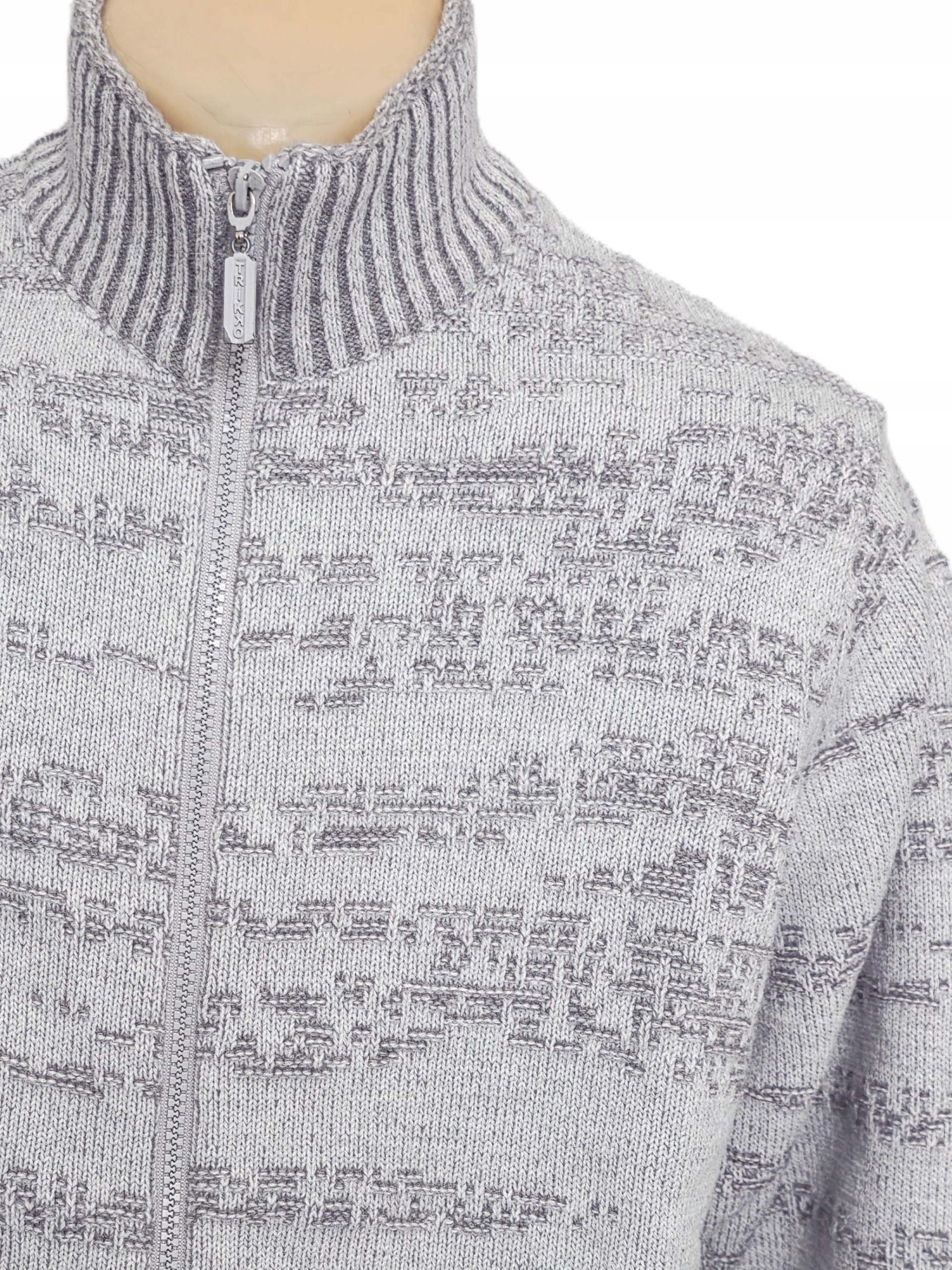 Trikko pánský pologolfový svetr 70% vlny, rozepínací na zip, šedý, velikost vel. H090