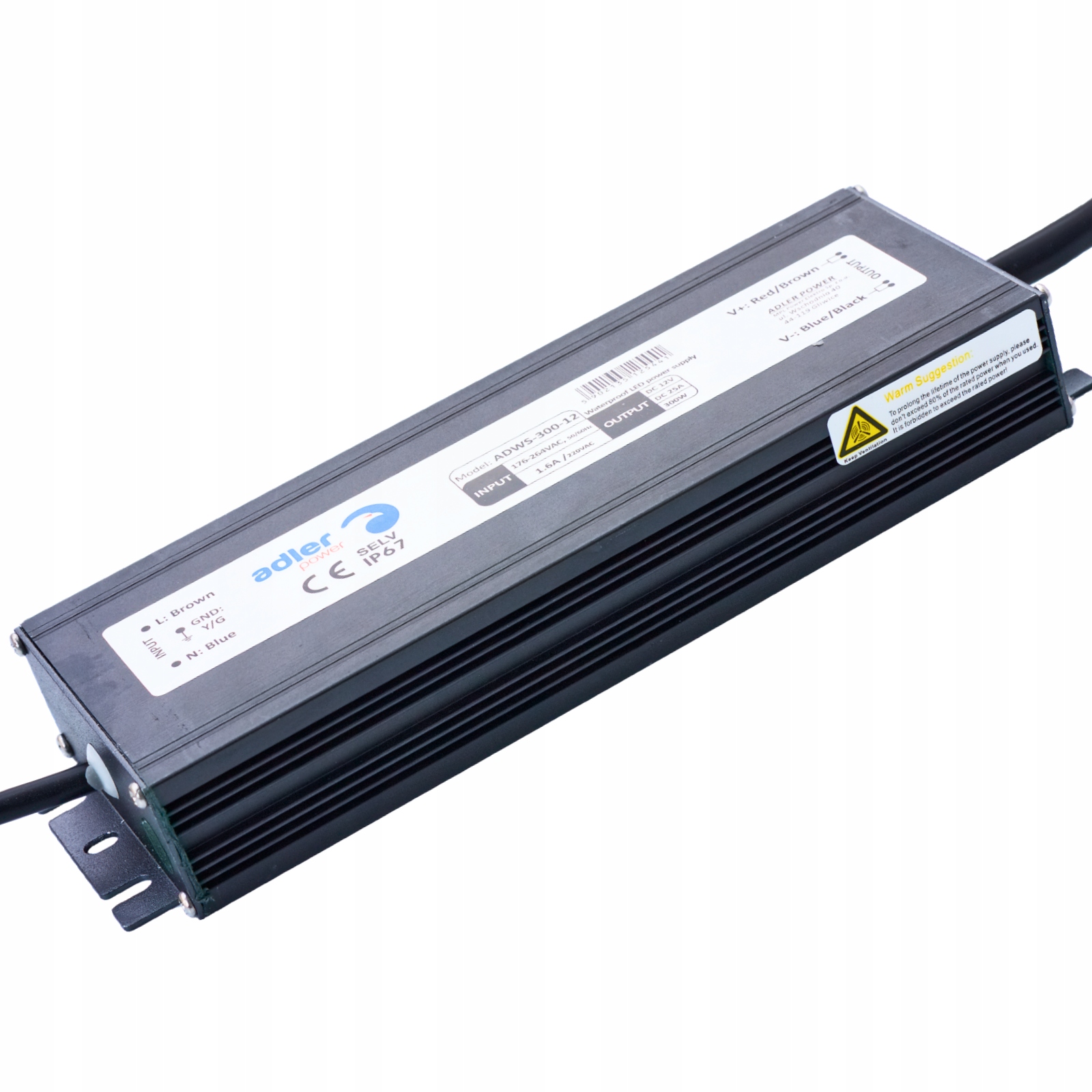 Napájecí zdroj 24 V pro Led pásky 300 W, ultra plochý a hermetický Adler ADWS-300-24