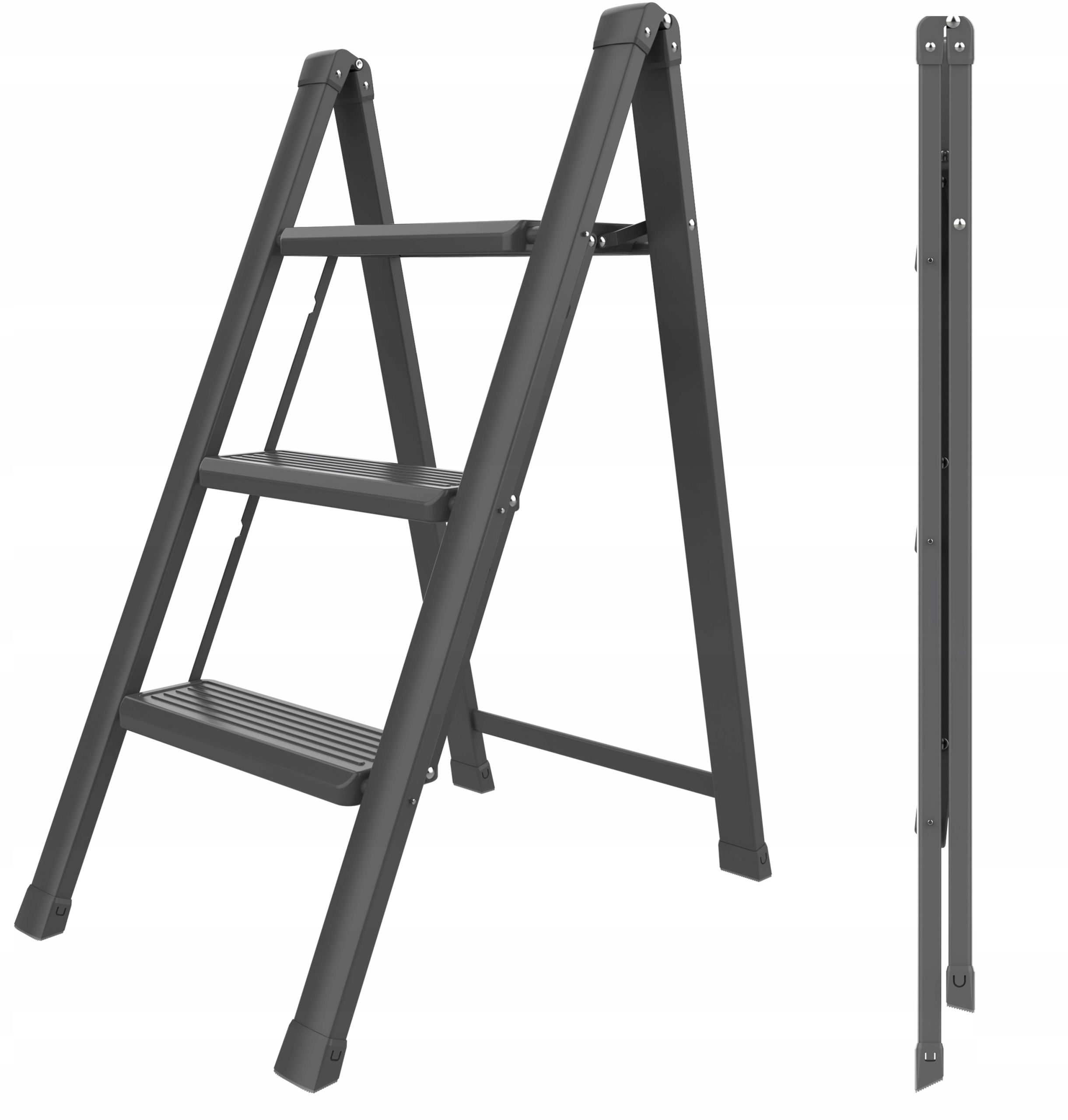 Domácí žebřík 3-stupňový žebřík Slim skládací schůdky stolička Drabest