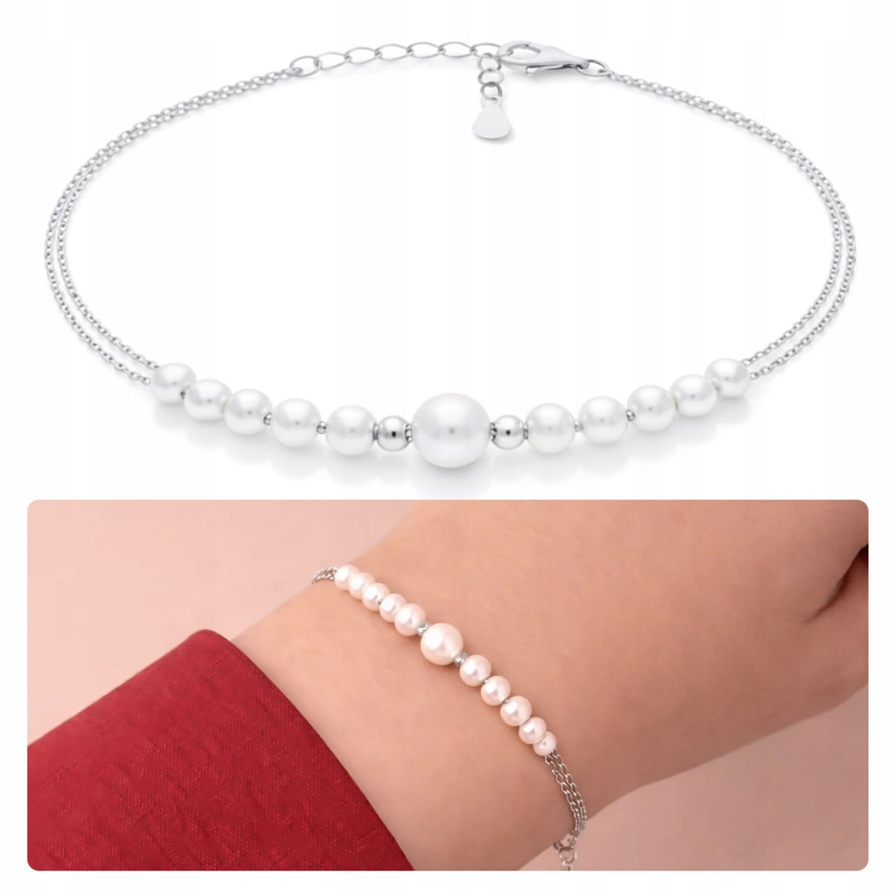 Dámský stříbrný náramek s perlami Elegantní Stříbro Rod pr.925