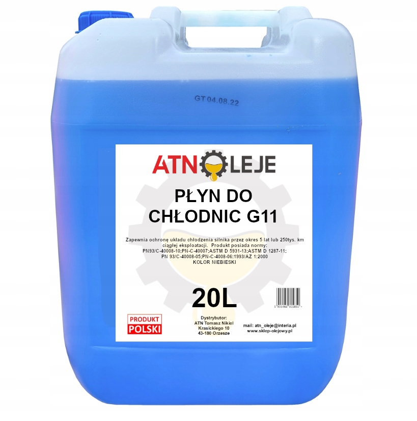 Płyn Chłodniczy G11 -35 °C Niebieski 20L Płyn Do Chłodnic