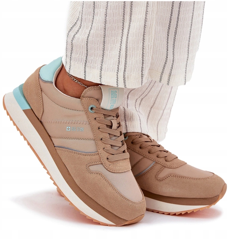Semišové Tenisky Big Star RR274A048 Hi-poly Systém Tmavě Béžové 37
