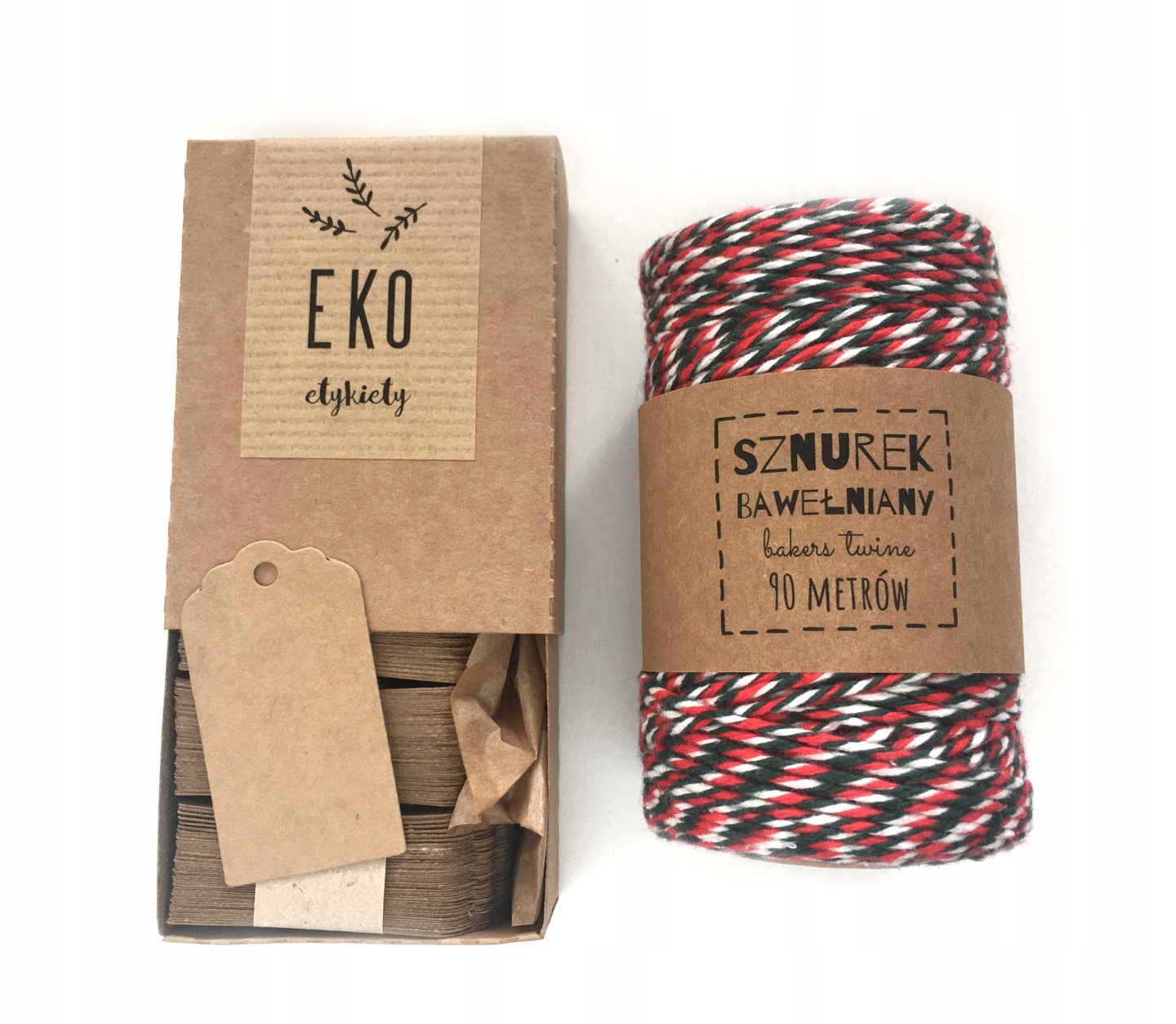 

200szt Ekologiczne etykiety eko sznurek świąteczny