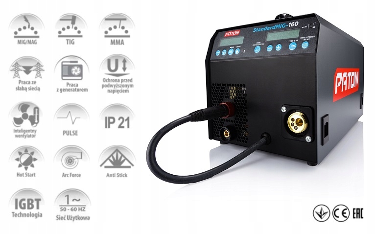 SPAWARKA INWERTEROWA PATON STANDARD MIG 160 MMA Kod producenta Paton StandardMIG-160