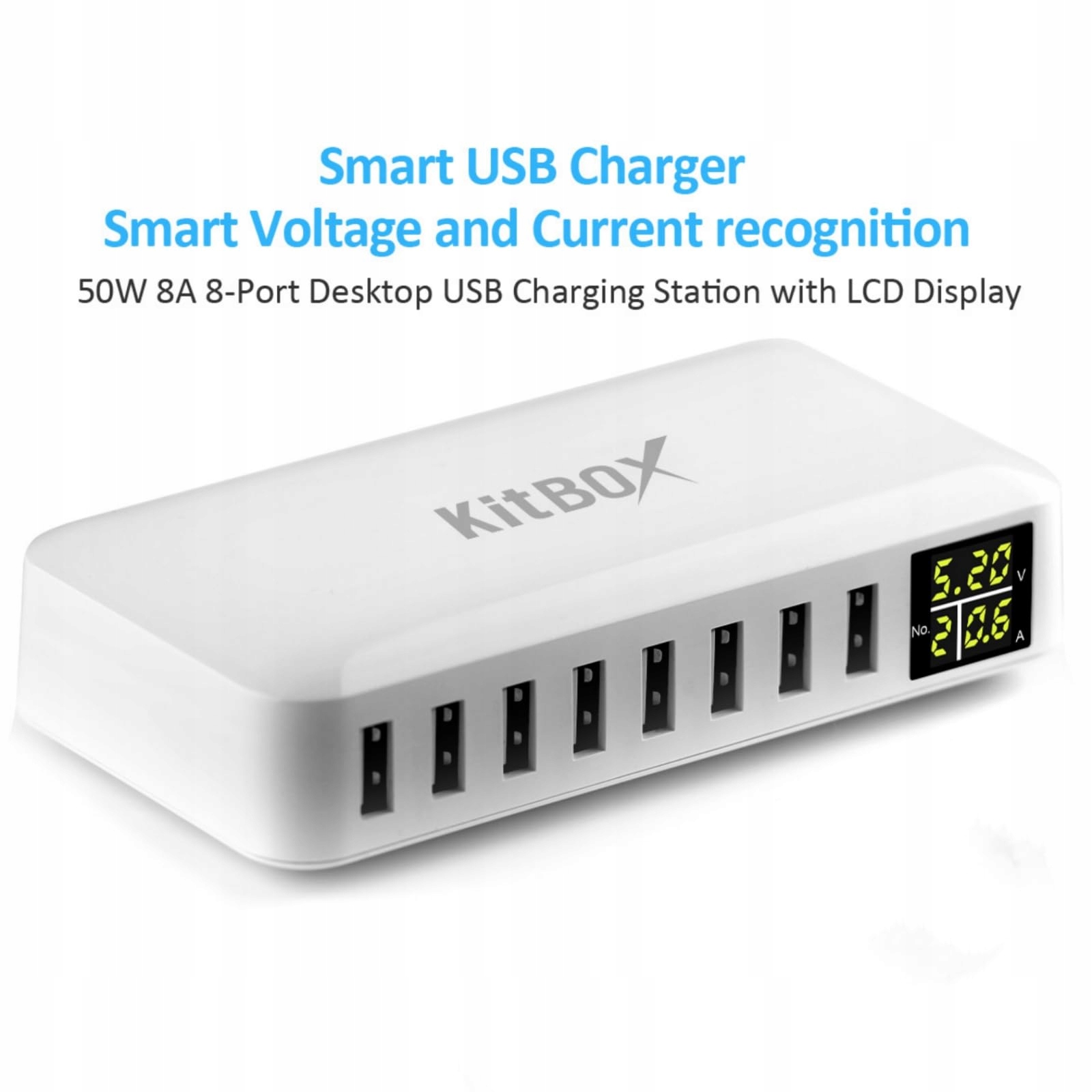 Ładowarka USB z wyświetlaczem LED, 40 W, zasilacz USB, 8 portów — miniatura 6