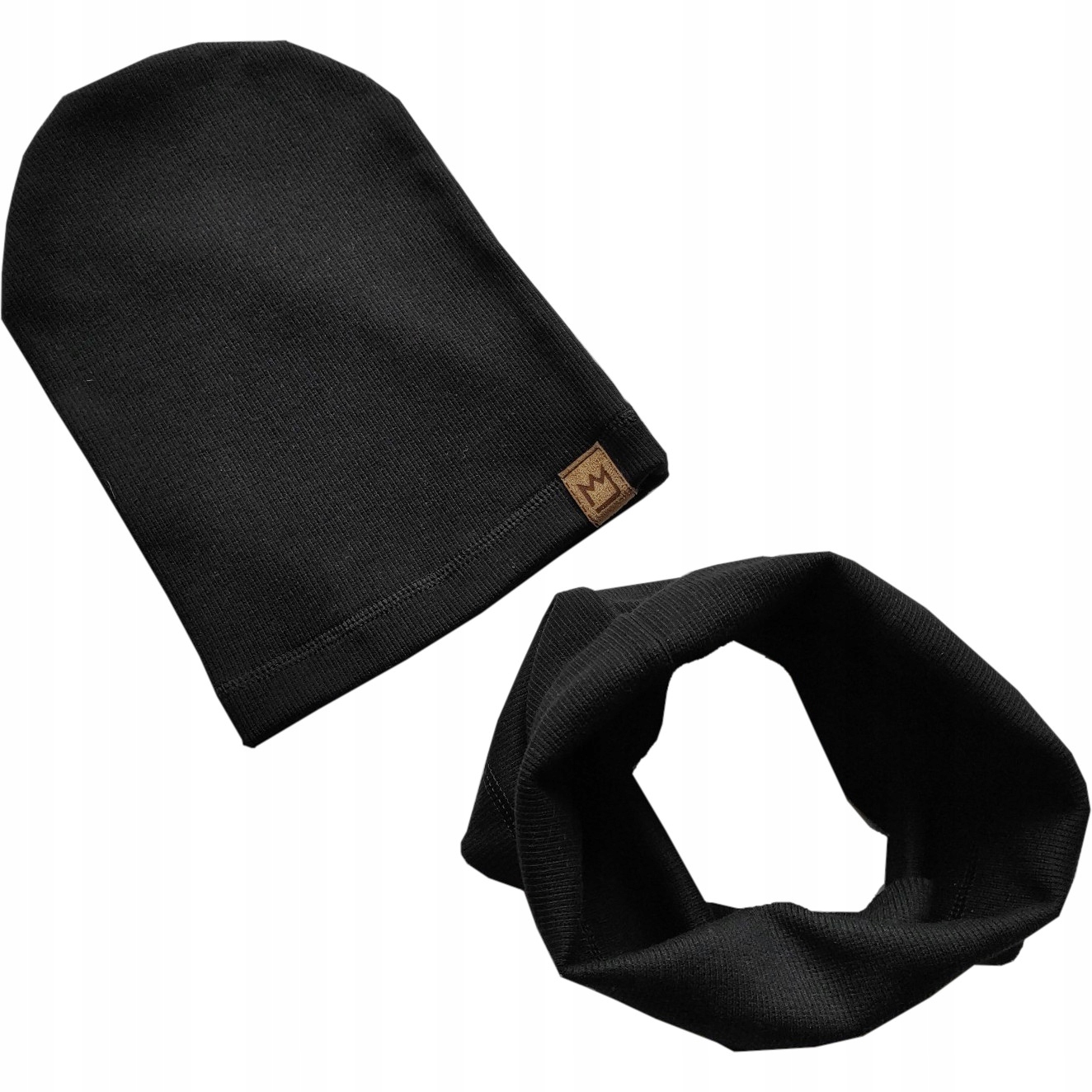 

Czapka + komin prążek czerń MIMI one size