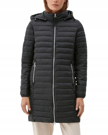 S.oliver Prošívaná Bunda S Kapucí Ke Kolenům Černá 48 6FA