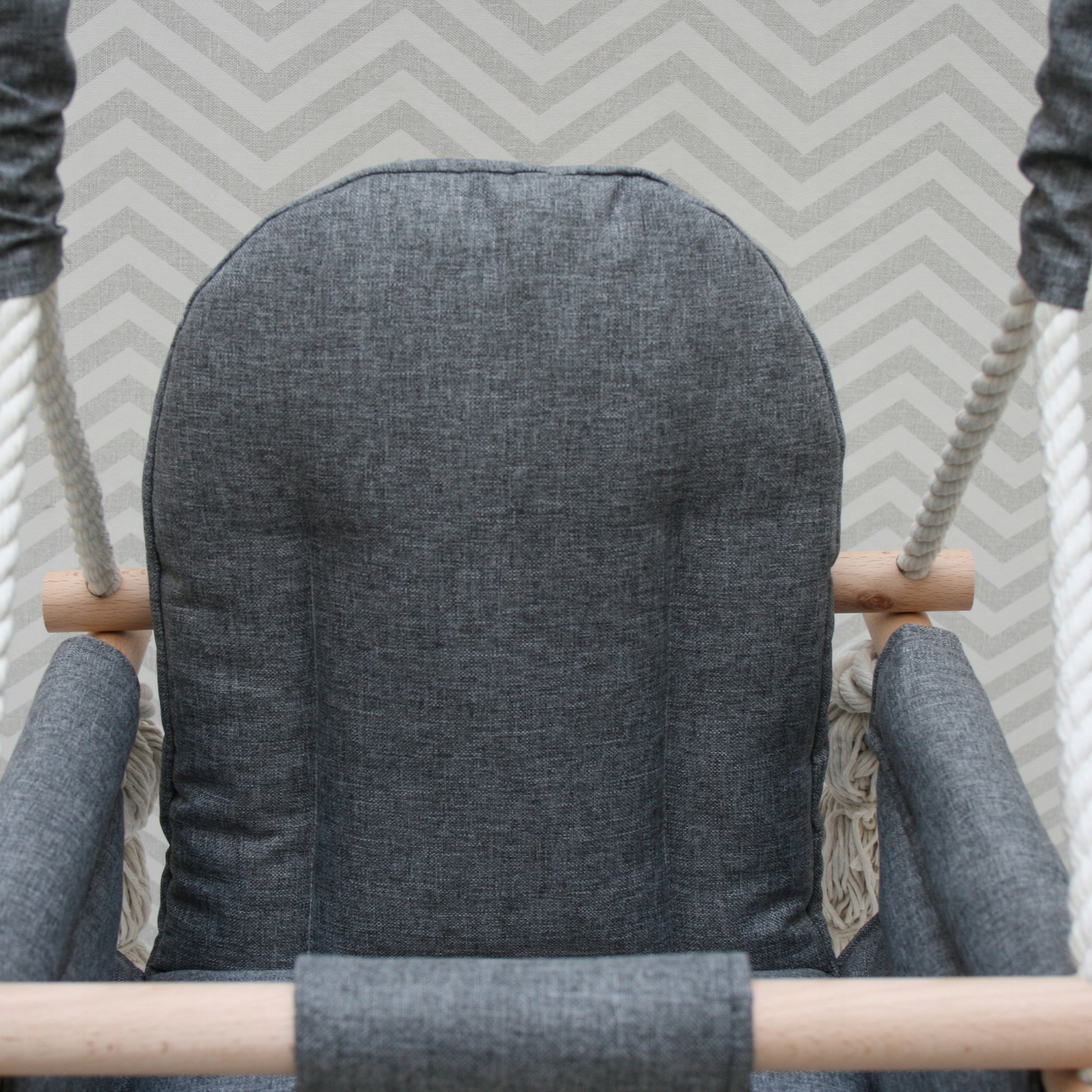 HUŚTAWKA dla dzieci do pokoju ogrodu USZTYWNIONA pas i haki len CE Marka Lavando