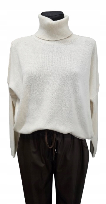 Klasický Ležérní Golf S Kašmírem Cashmere Blend smetanový Premium Italia