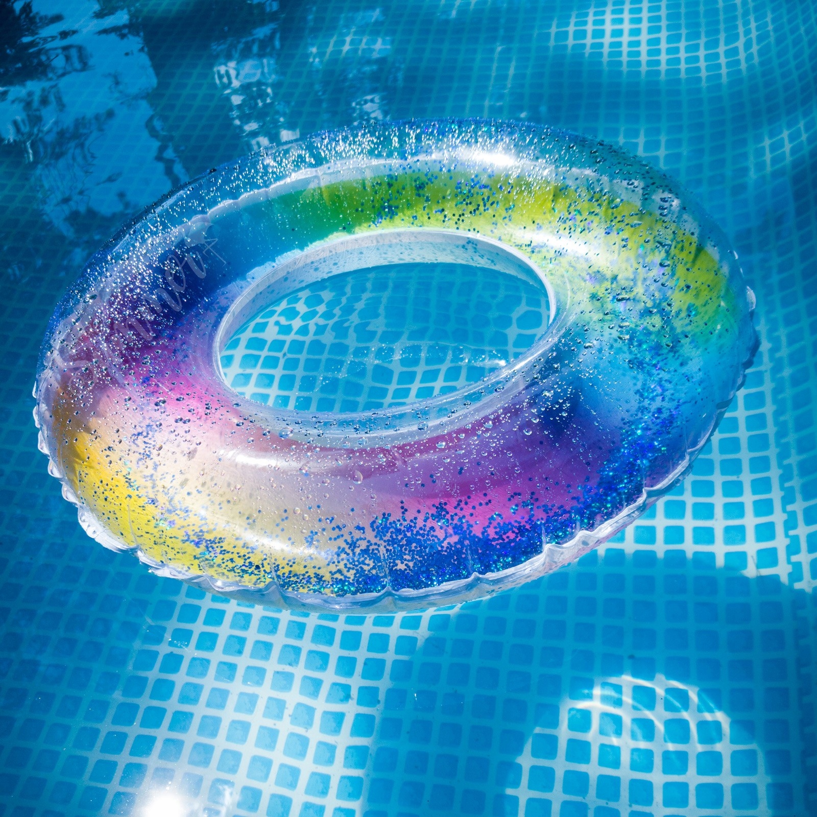 DMUCHANE KOŁO DO PŁYWANIA TĘCZOWE BROKAT BASEN Kod producenta 3562