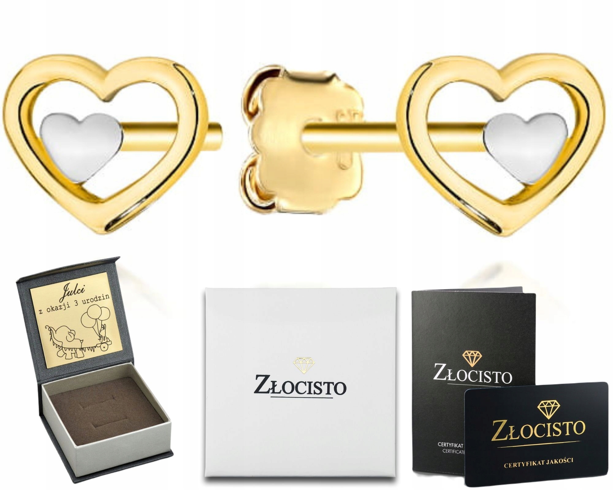 Zlaté Náušnice Srdce Srdíčko Dvě Barvy Zlata