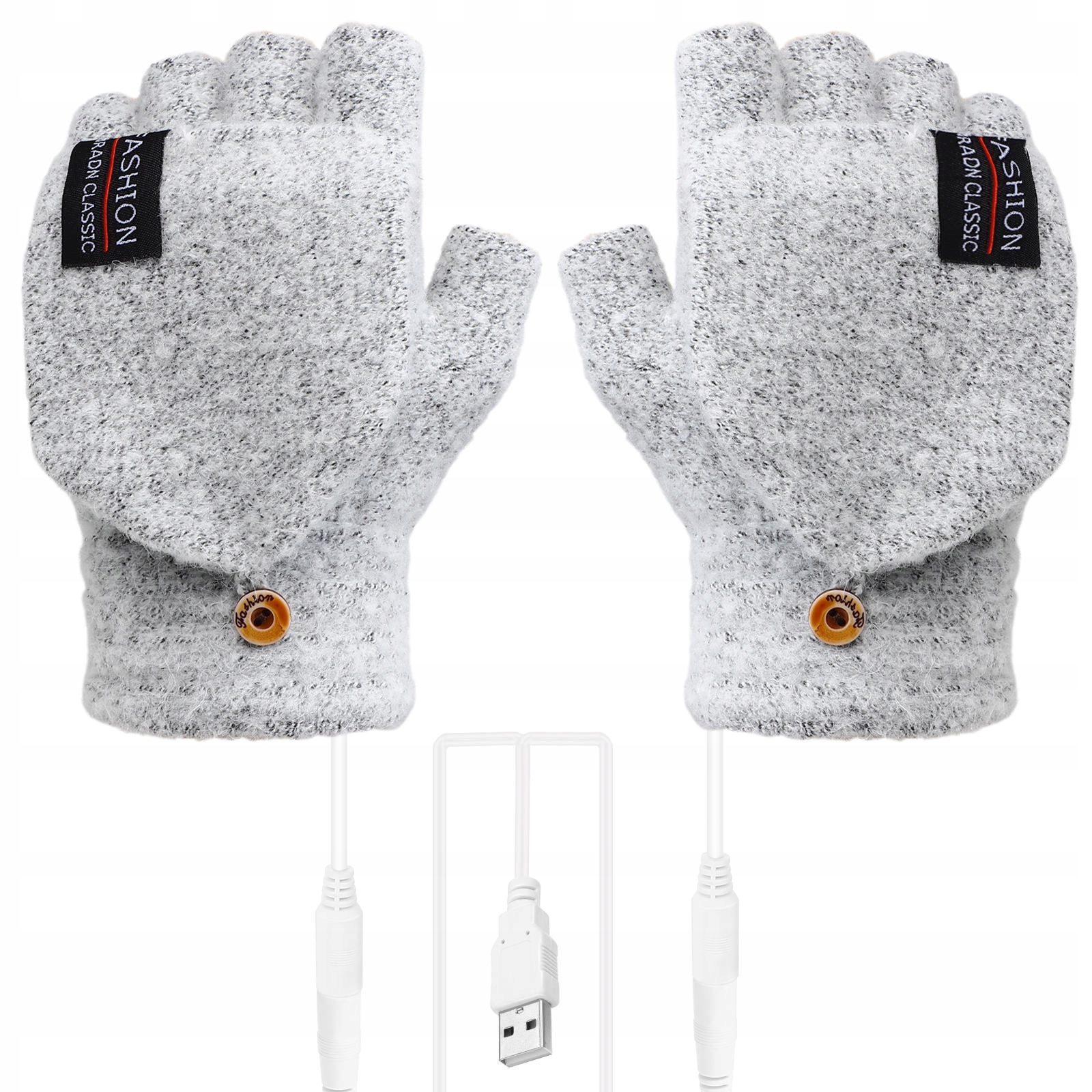 Dwustronne rękawiczki termiczne Usb, szare