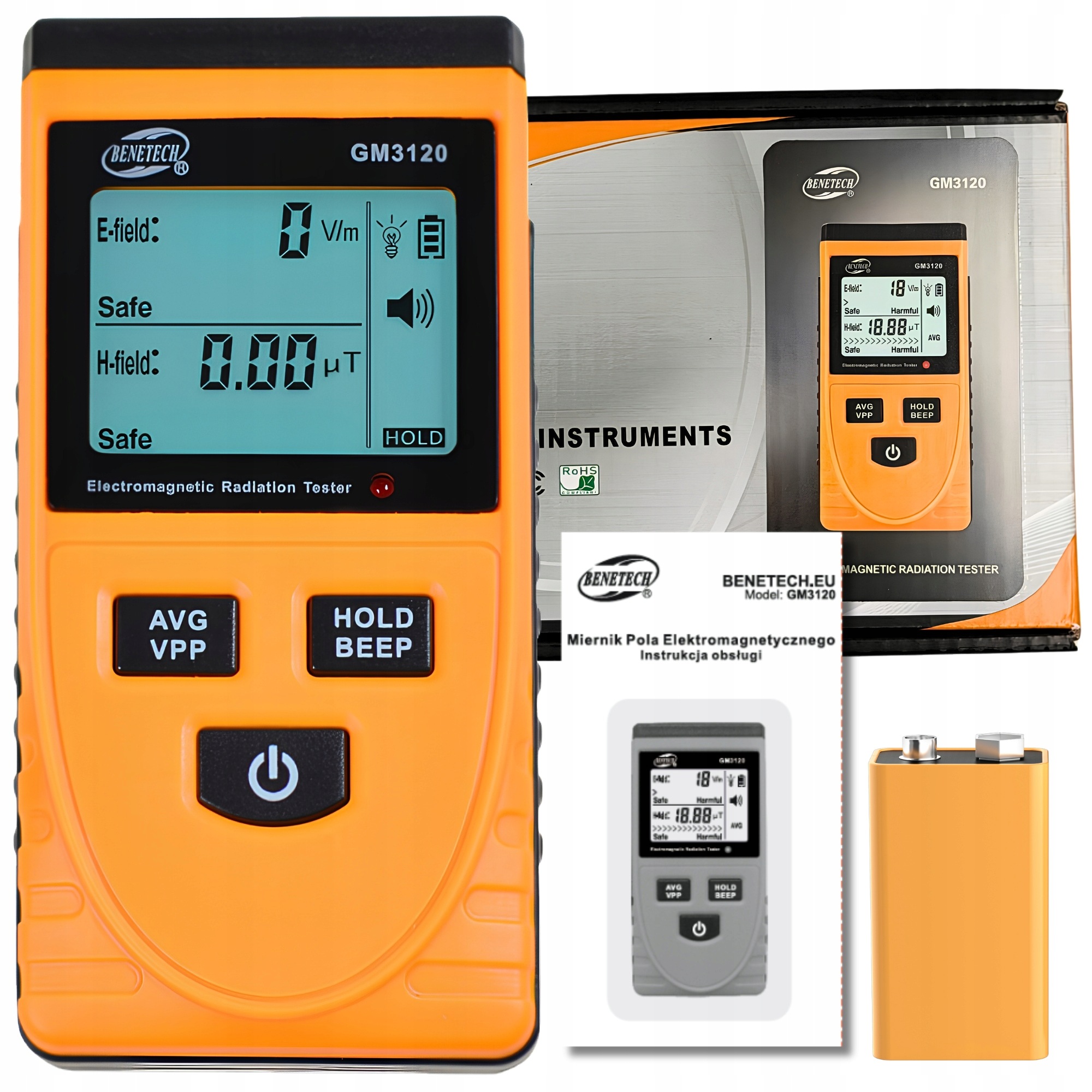 Miernik Pola Elektromagnetycznego Tester Fal Promieniowania 100uT Alarm LCD