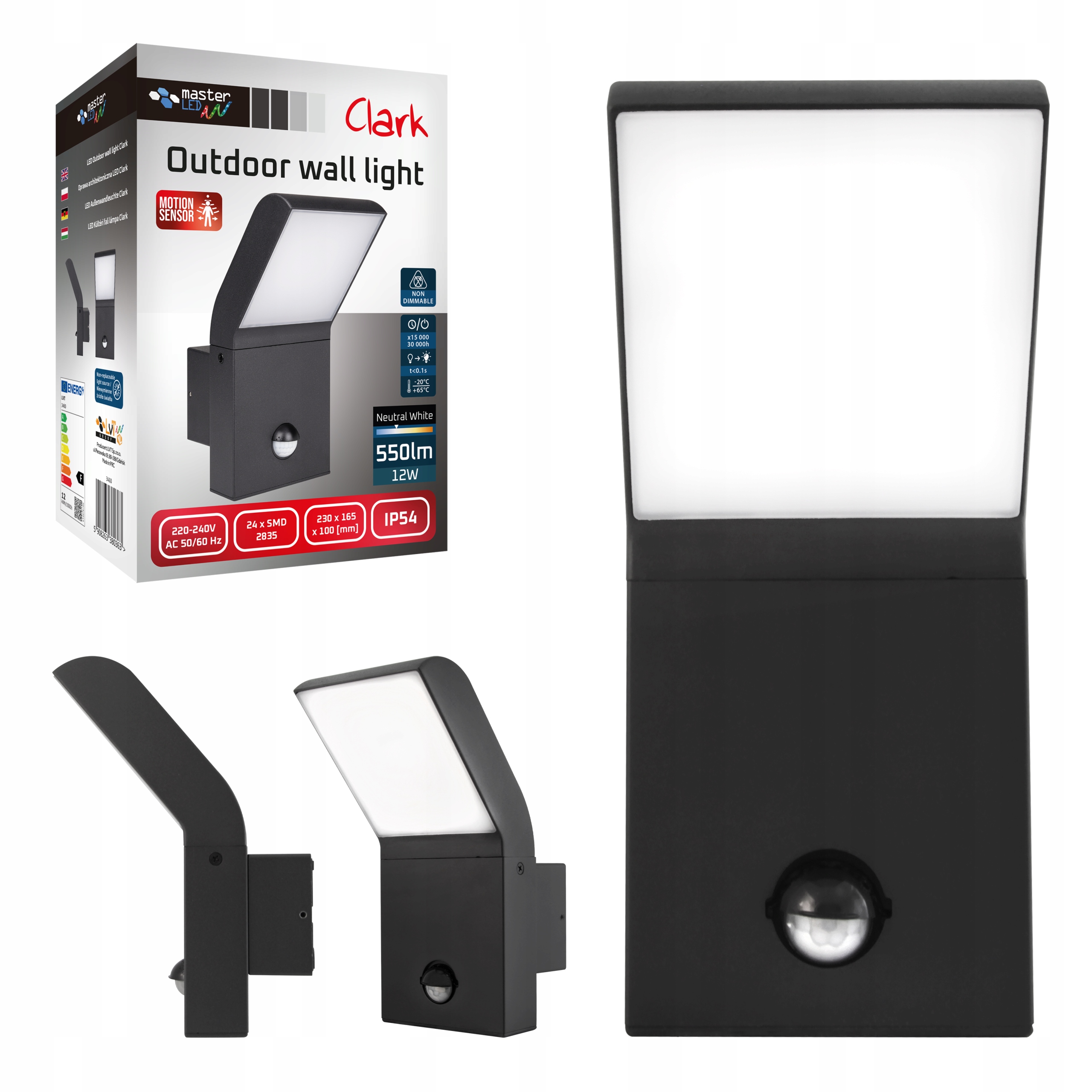 Venkovní nástěnné svítidlo zahradní lampa Snímač Pohybu, nástěnná Led