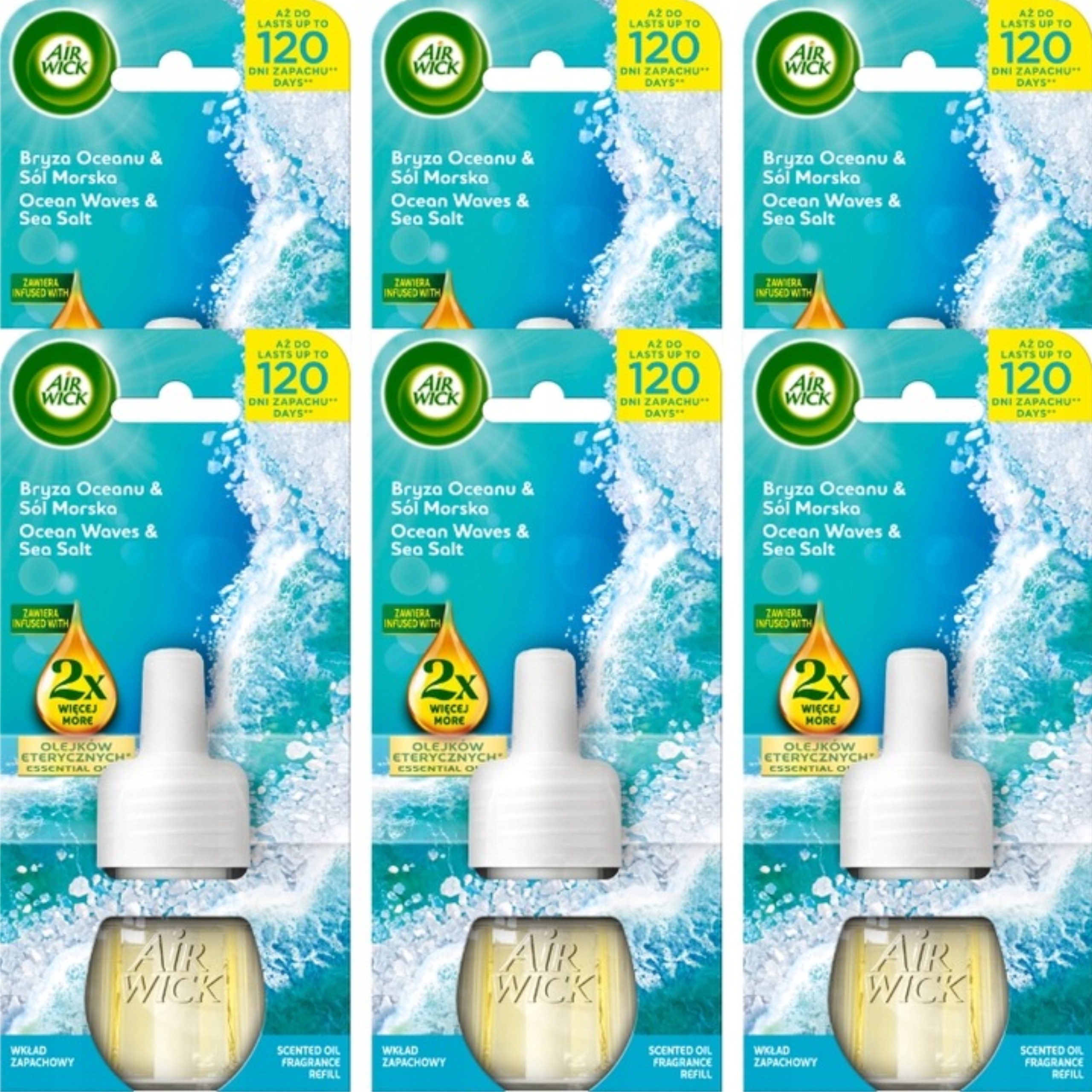 Levně Air Wick Náhradní náplň do osvěžovače vzduchu Bryza Oceanu Mořská sůl 6 Ks