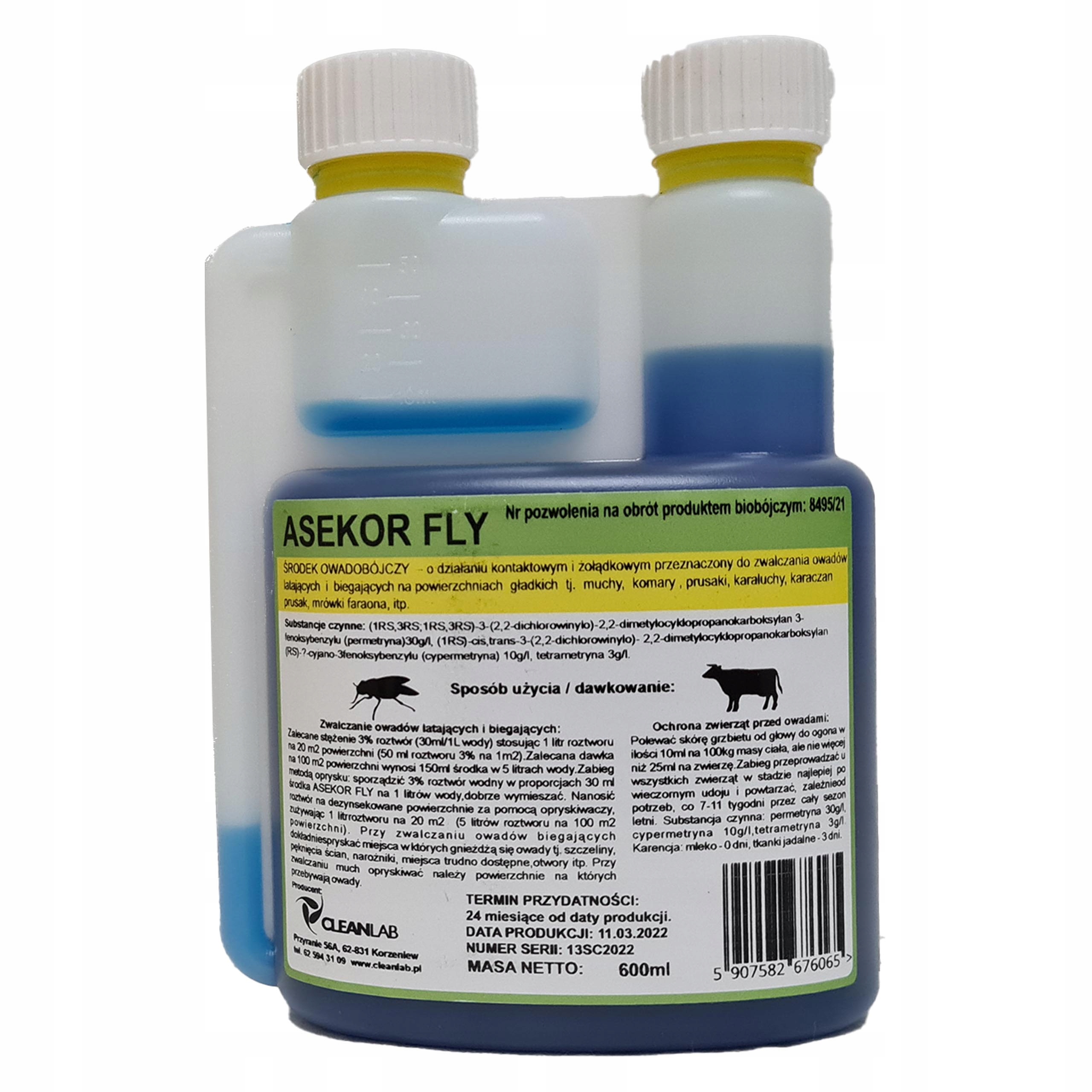 

Asekor Fly 600ml niebieski płyn przeciw owadom