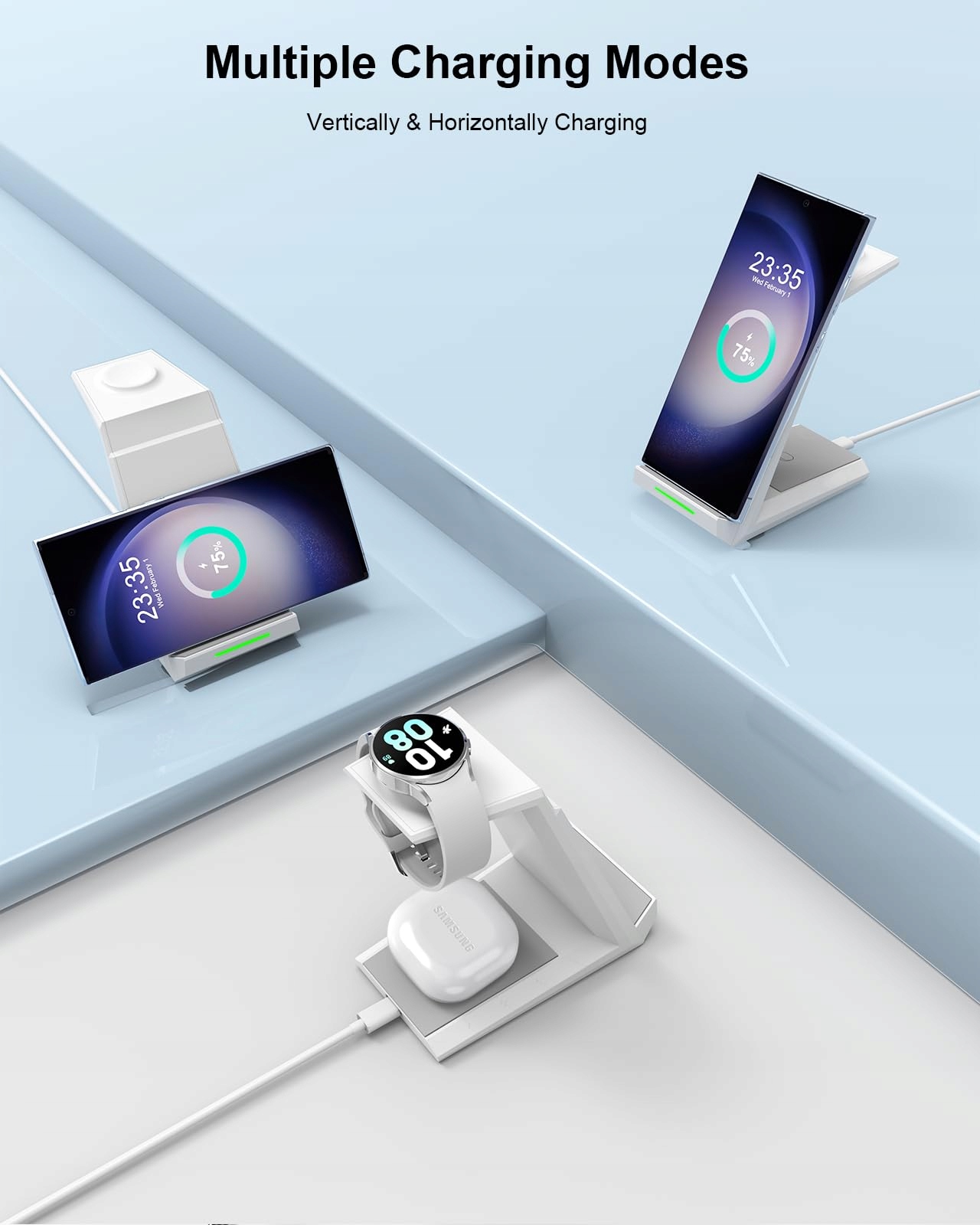 NANAMI Stacja Ładowania Indukcyjna 3w1 Dla Samsung Galaxy Watch i Buds — miniatura 6