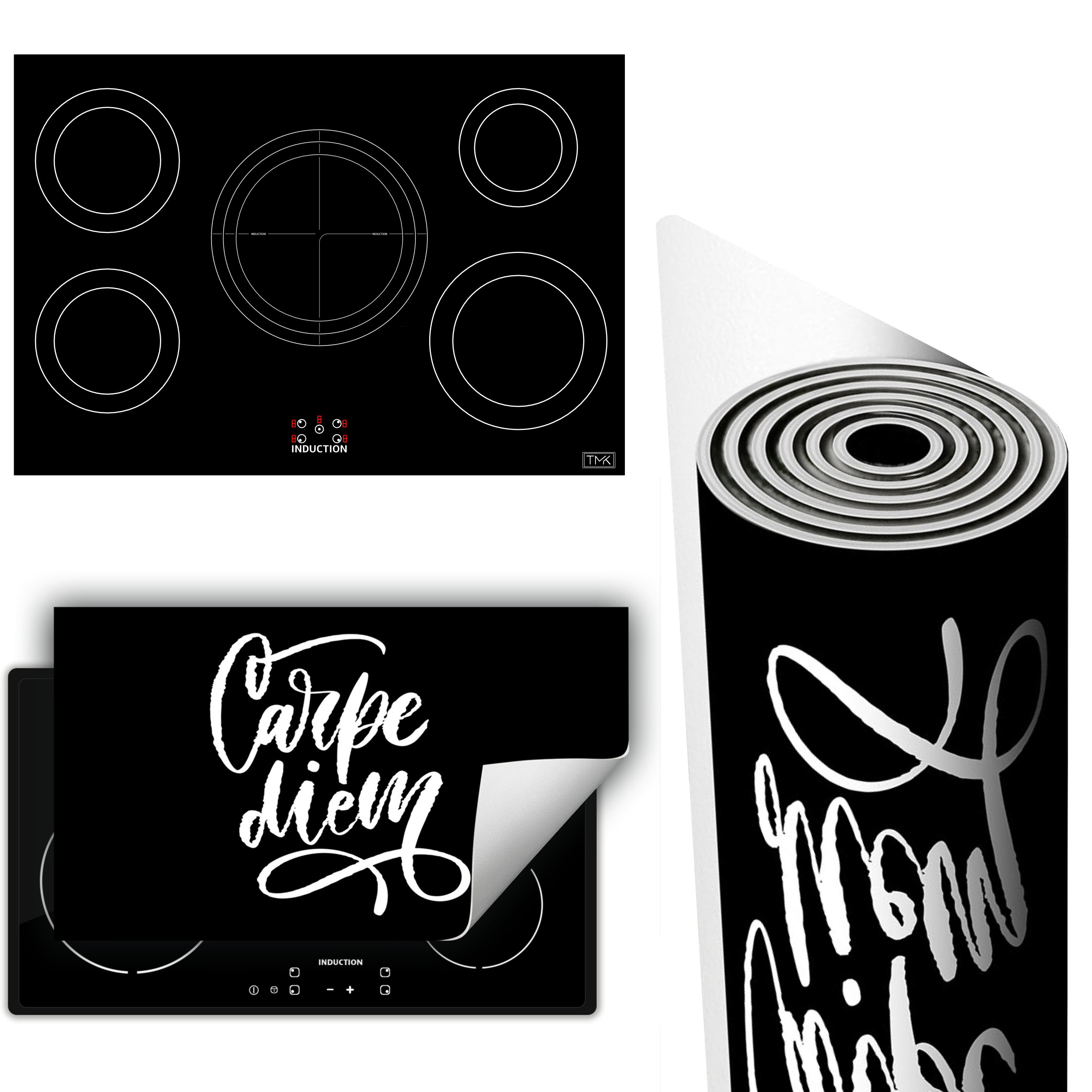 Vinylová Ochranná Podložka Pro Kuchyňskou Desku 90x52 černá carpe diem