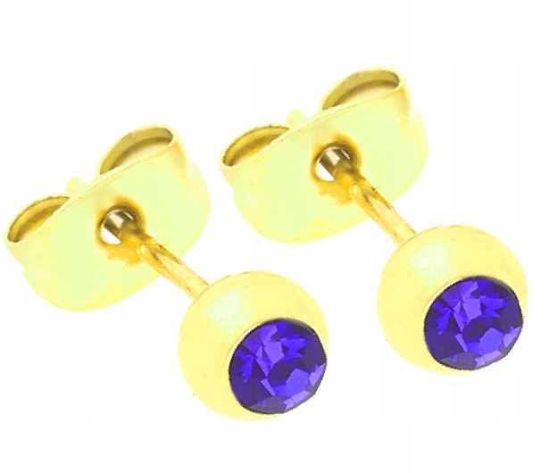 

Kolczyki Złote Cyrkonie Szafir 5 mm Stal 316 L