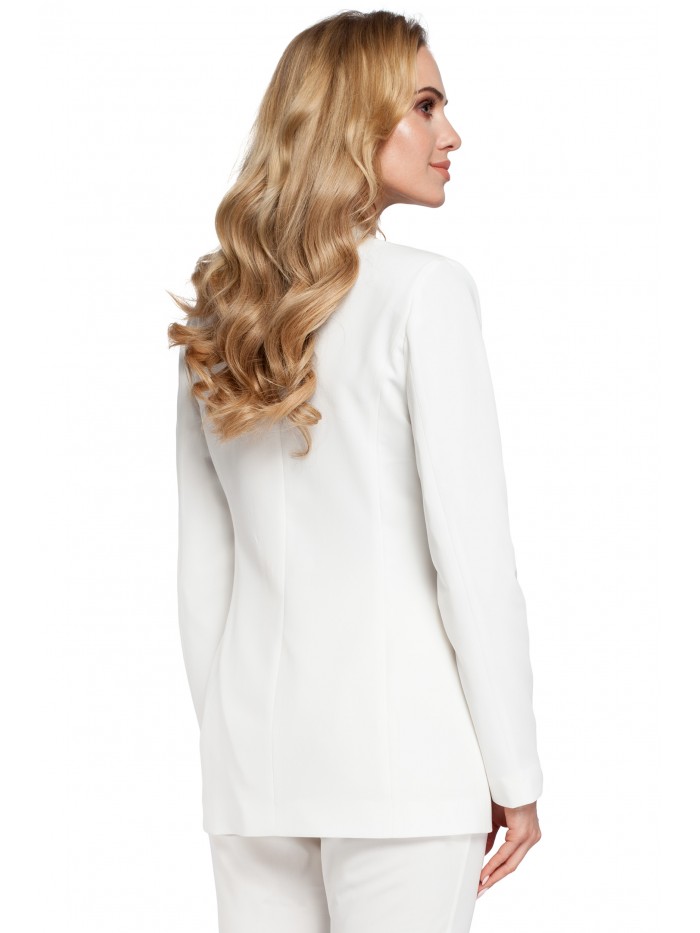 EU S M304 Stylowy elegancki żakiet zapinany - ecru Marka MOE