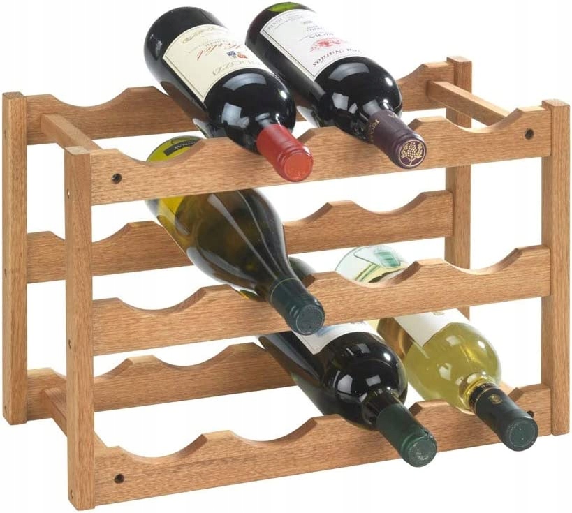 

Drewniany Regał Na Wino 3 Poziomy 12 Butelek